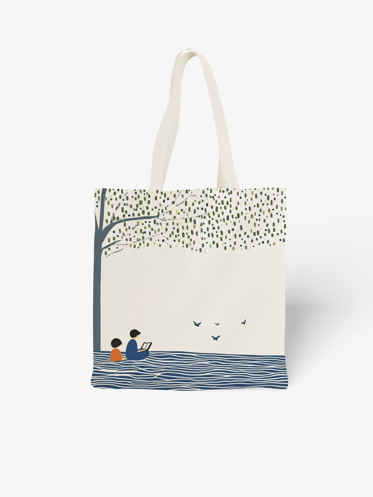 Reading by the Tree Tote Bag, Nature - Inspired Canvas Tote - Canvas Carry Tote Bag | ttoo art