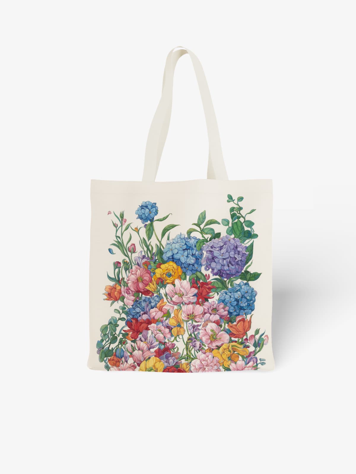 Floral Print Canvas Tote Bag, Vibrant Hydrangea Flower Shoulder Bag for Daily Use - Canvas Carry Tote Bag | ttoo art