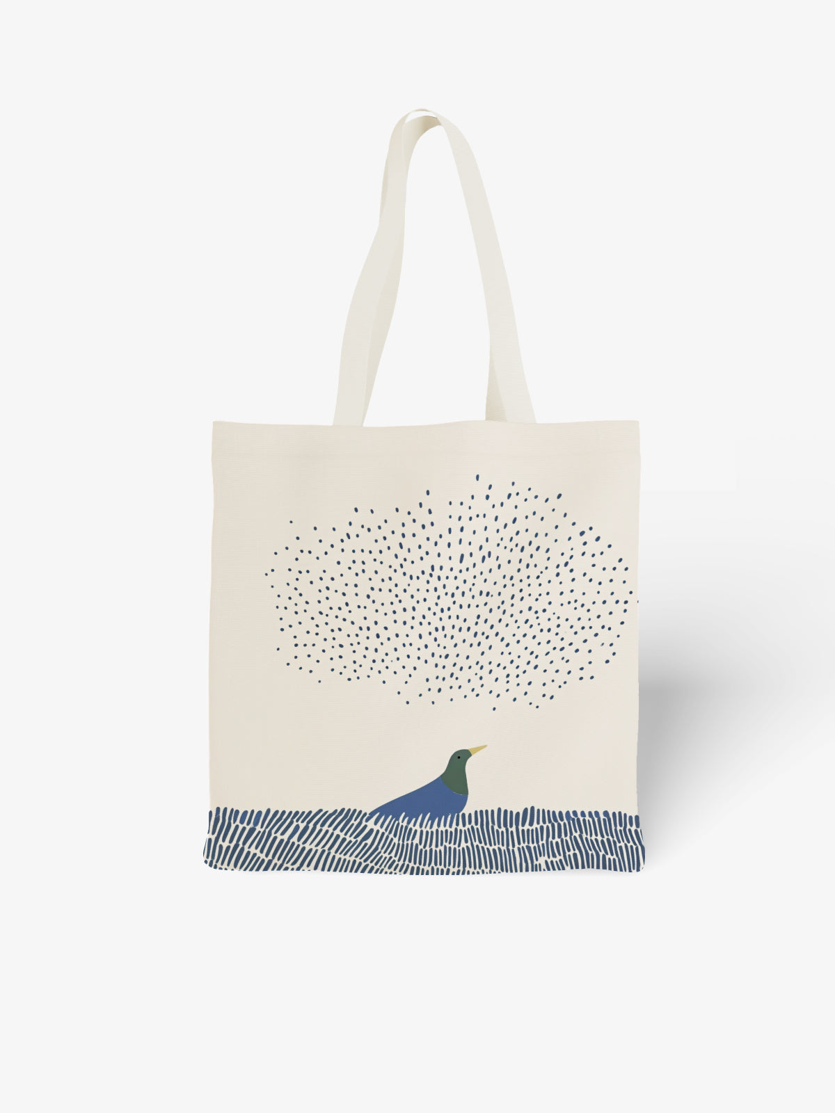 Bird and Dotted Sky Tote Bag, Nature - Inspired Canvas Tote - Canvas Carry Tote Bag | ttoo art