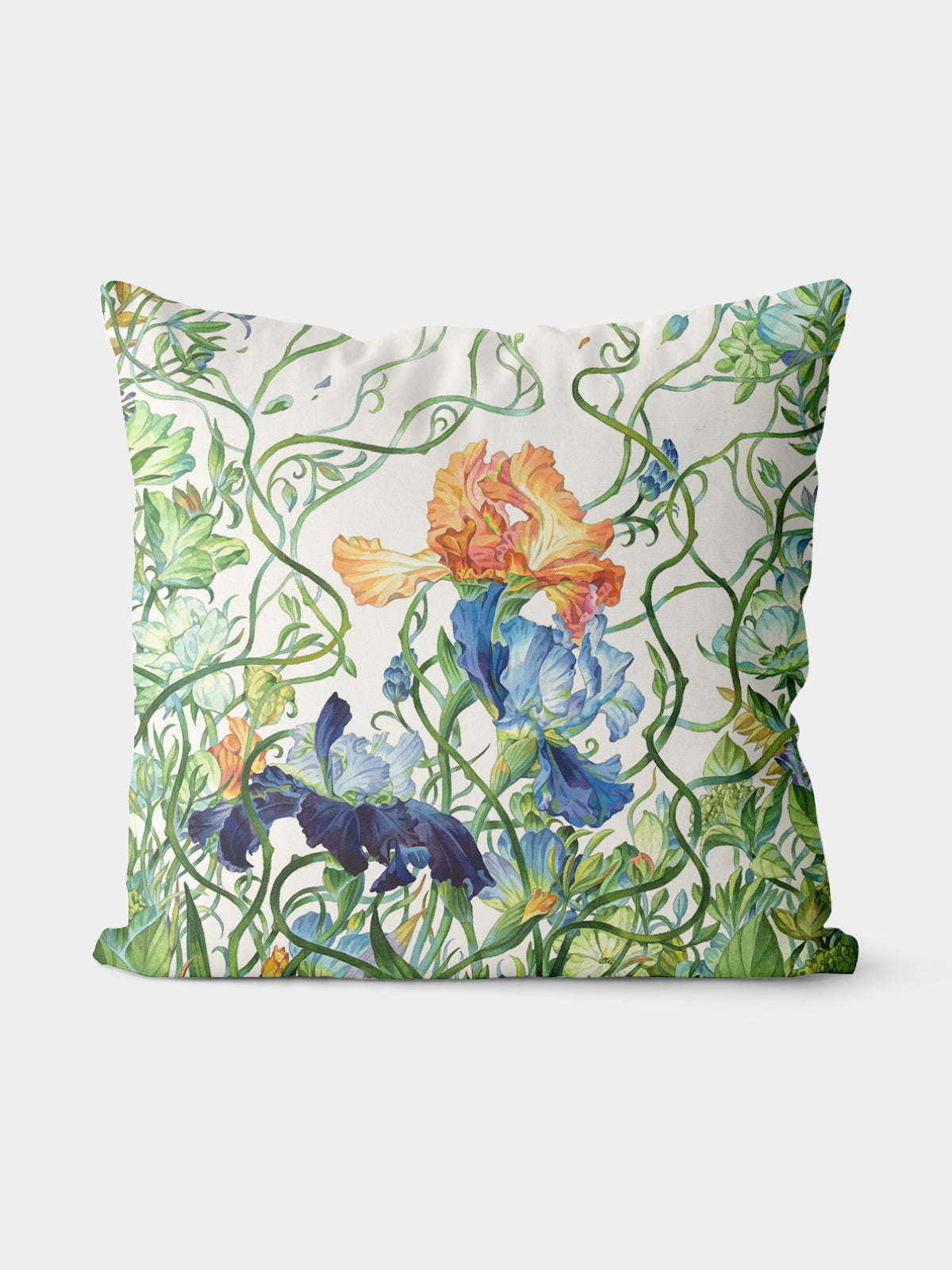 Floral Throw Pillow, Watercolor Iris Cushion for Home Decor - Decorative Throw Pillow | ttoo art