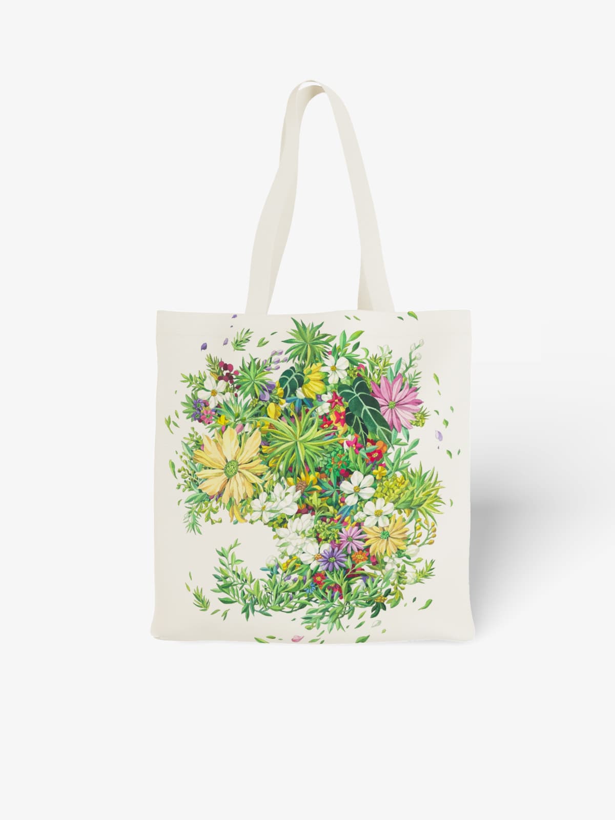 Vibrant Floral Cluster Canvas Tote Bag, Colorful Mixed Flower Print Shoulder Bag for Daily Use - Canvas Carry Tote Bag | ttoo art