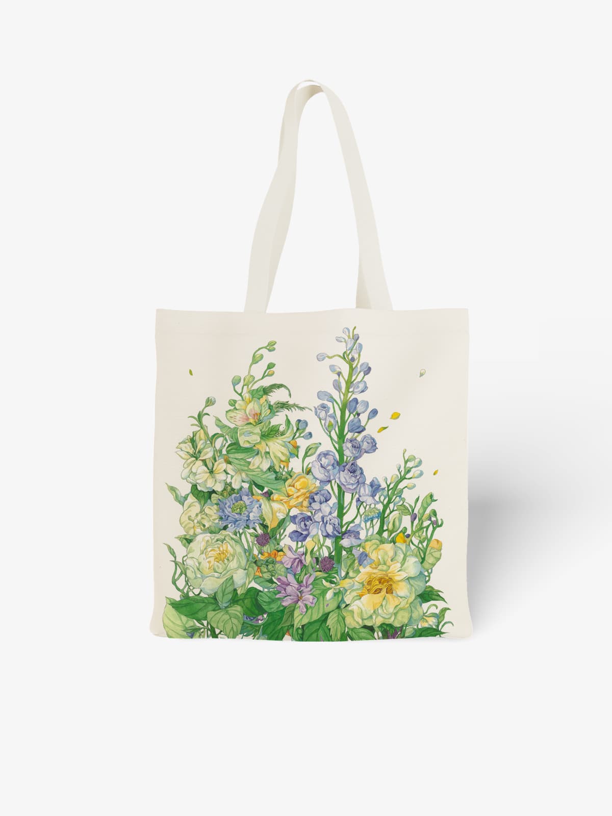 Pastel Floral Bouquet Canvas Tote Bag, Soft - Hued Flower Print Shoulder Bag for Daily Use - Canvas Carry Tote Bag | ttoo art