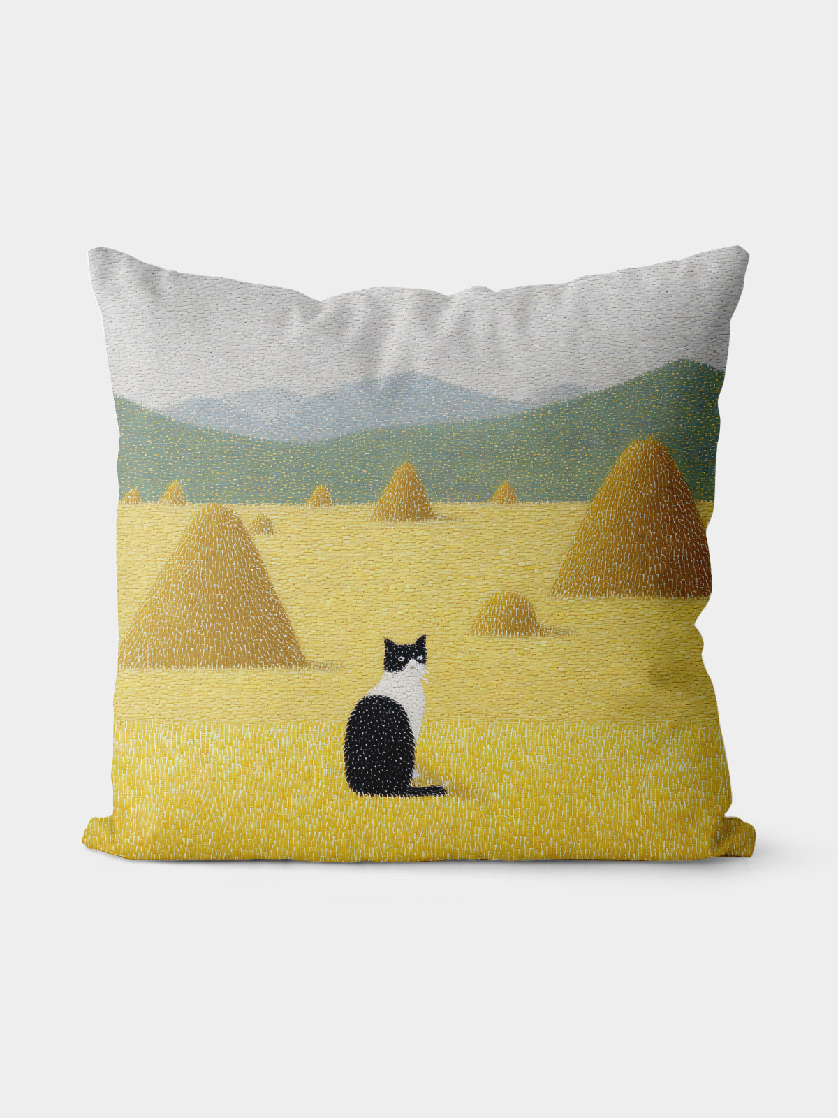 Cat in Field Throw Pillow, Countryside - Inspired Home Decor - Decorative Throw Pillow | ttoo art