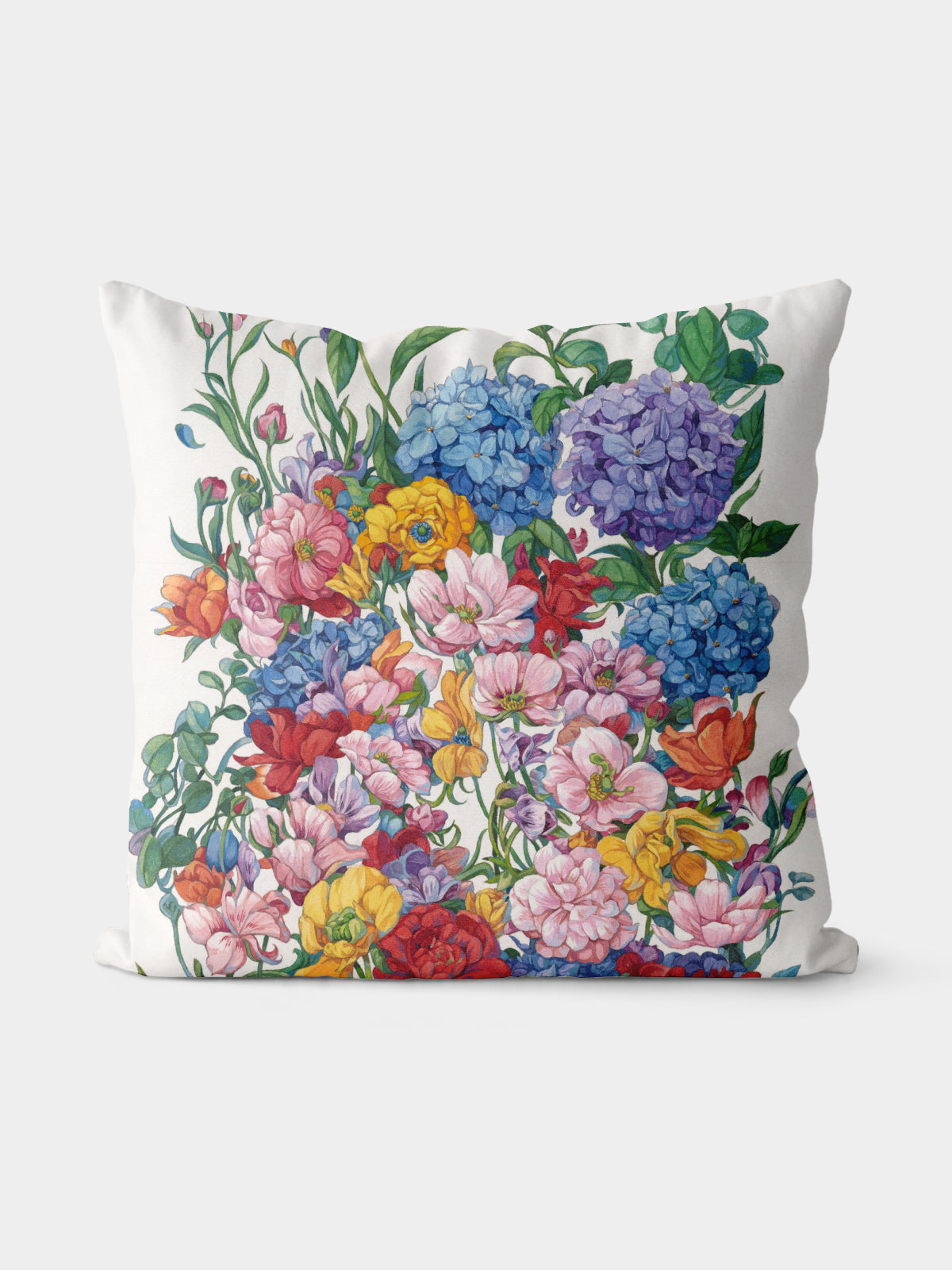 Vibrant Floral Watercolor Throw Pillow - Decorative Throw Pillow | ttoo art