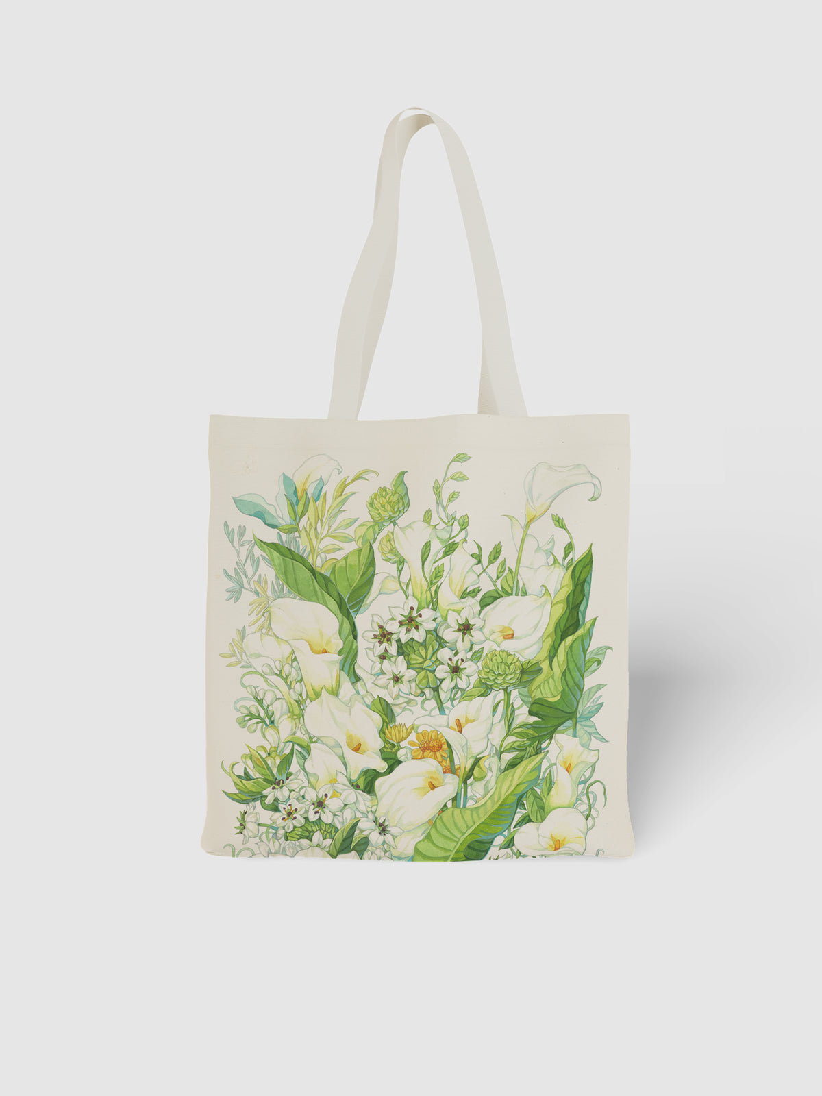 White Floral Canvas Bag - Canvas Carry Tote Bag | ttoo art