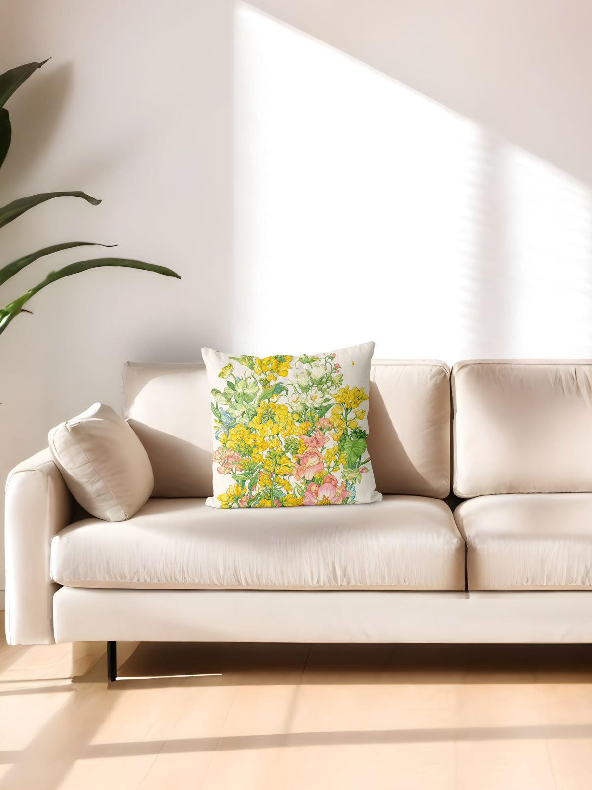 Floral Throw Pillow, Watercolor Flower Cushion for Home Decor - Decorative Throw Pillow (Angle 2) | ttoo art