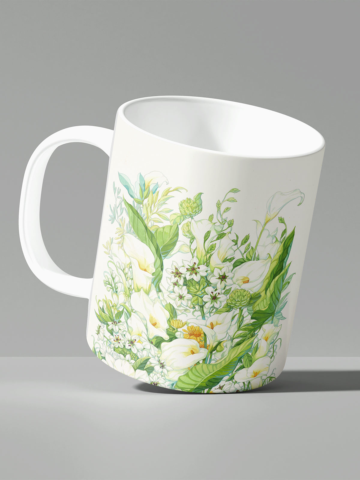 Floral Coffee Mug, Watercolor Lily Ceramic Mug for Home - Ceramic Art Coffee Mug (Angle 2) | ttoo art