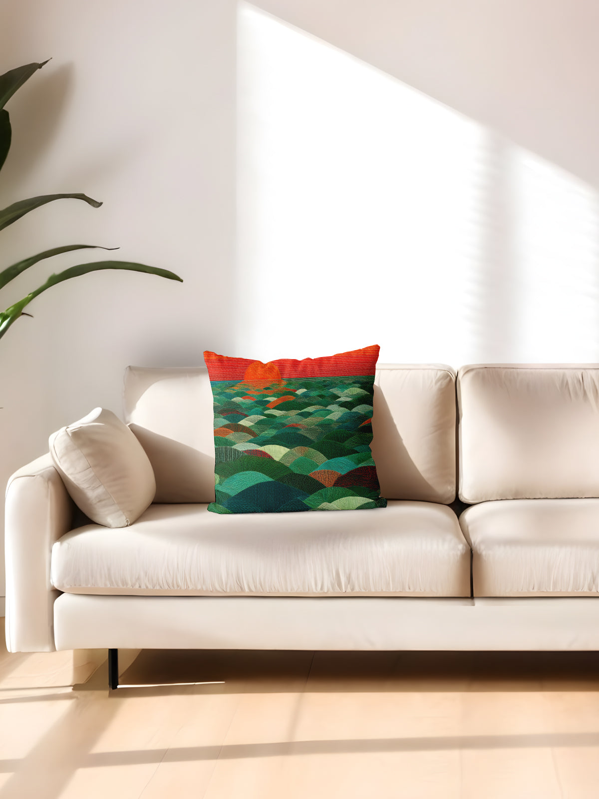 Sunset Over Waves Throw Pillow, Coastal - Inspired Home Decor - Decorative Throw Pillow (Angle 2) | ttoo art