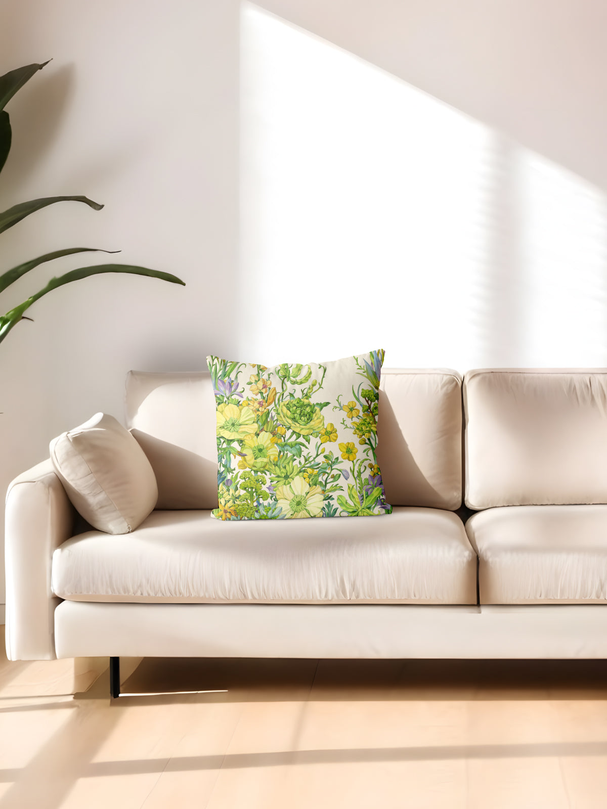 Floral Throw Pillow, Watercolor Flower Cushion for Home Decor - Decorative Throw Pillow (Angle 2) | ttoo art