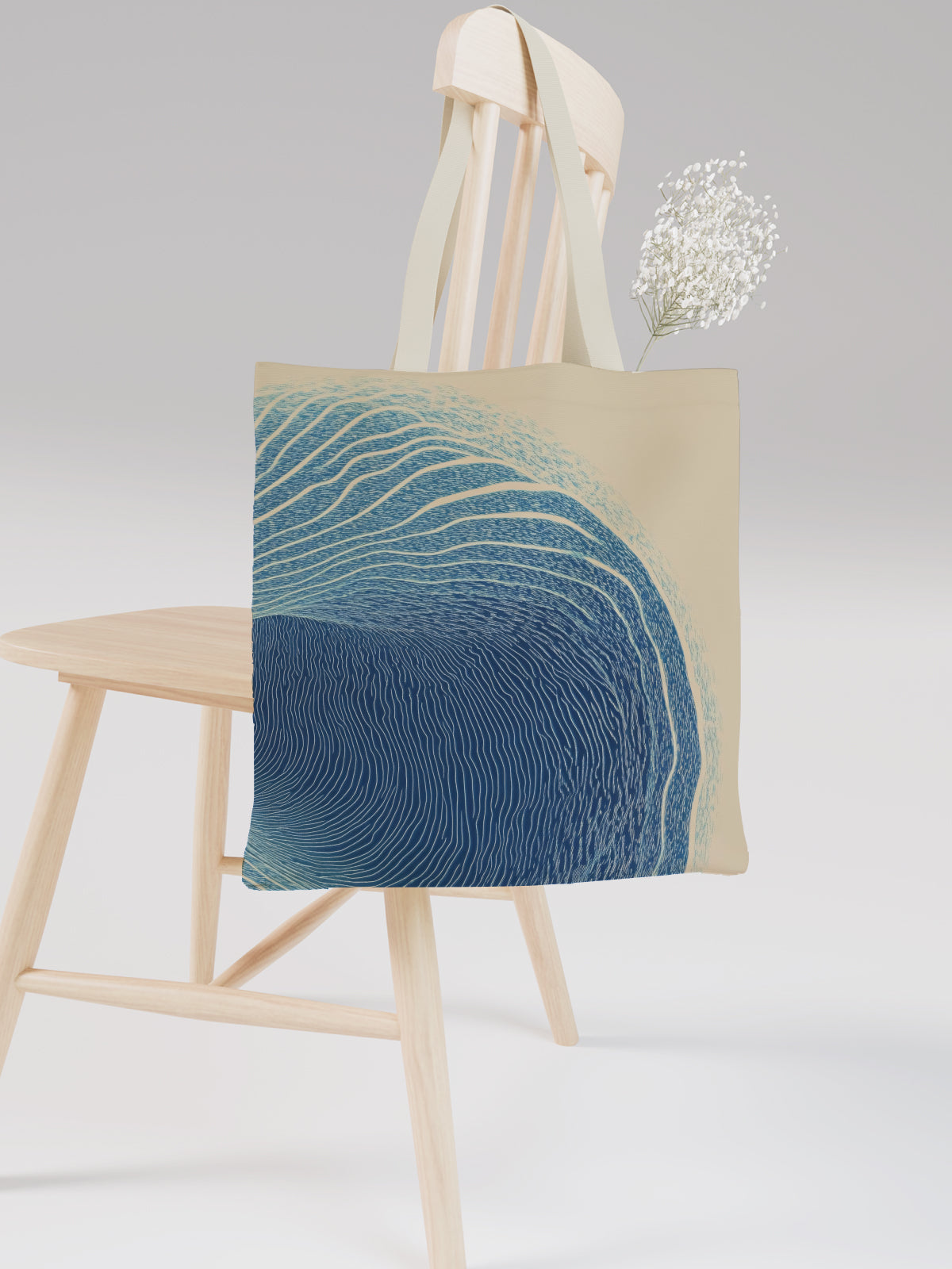 Wave Tote Bag, Ocean - Inspired Canvas Tote for Everyday Use - Canvas Carry Tote Bag (Angle 2) | ttoo art