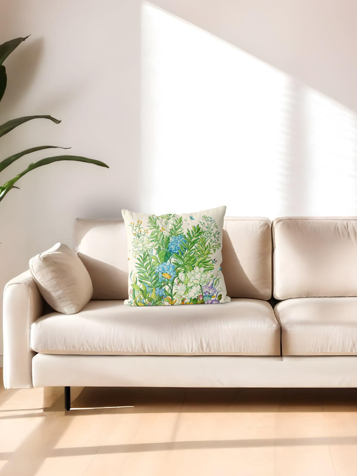 Floral Throw Pillow, Botanical Cushion for Home Decor - Decorative Throw Pillow (Angle 2) | ttoo art