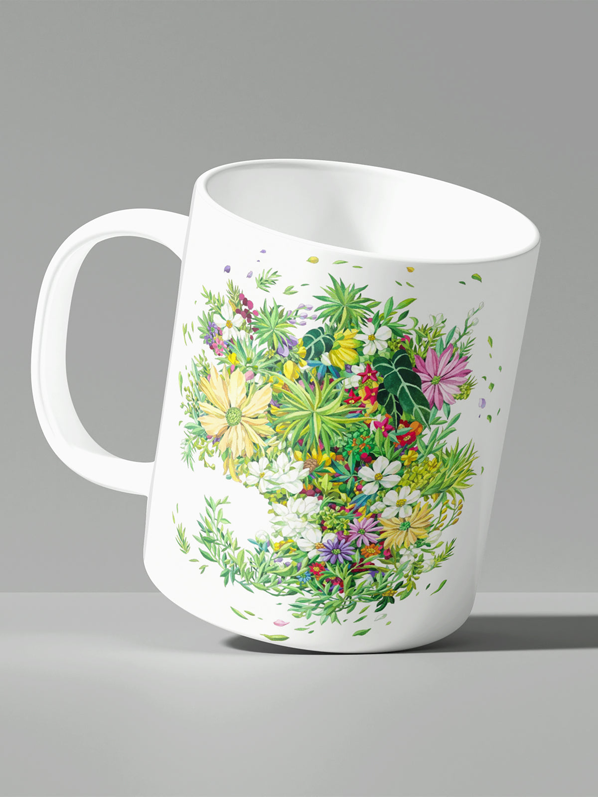Floral Coffee Mug, Watercolor Flower Ceramic Mug for Home - Ceramic Art Coffee Mug (Angle 2) | ttoo art