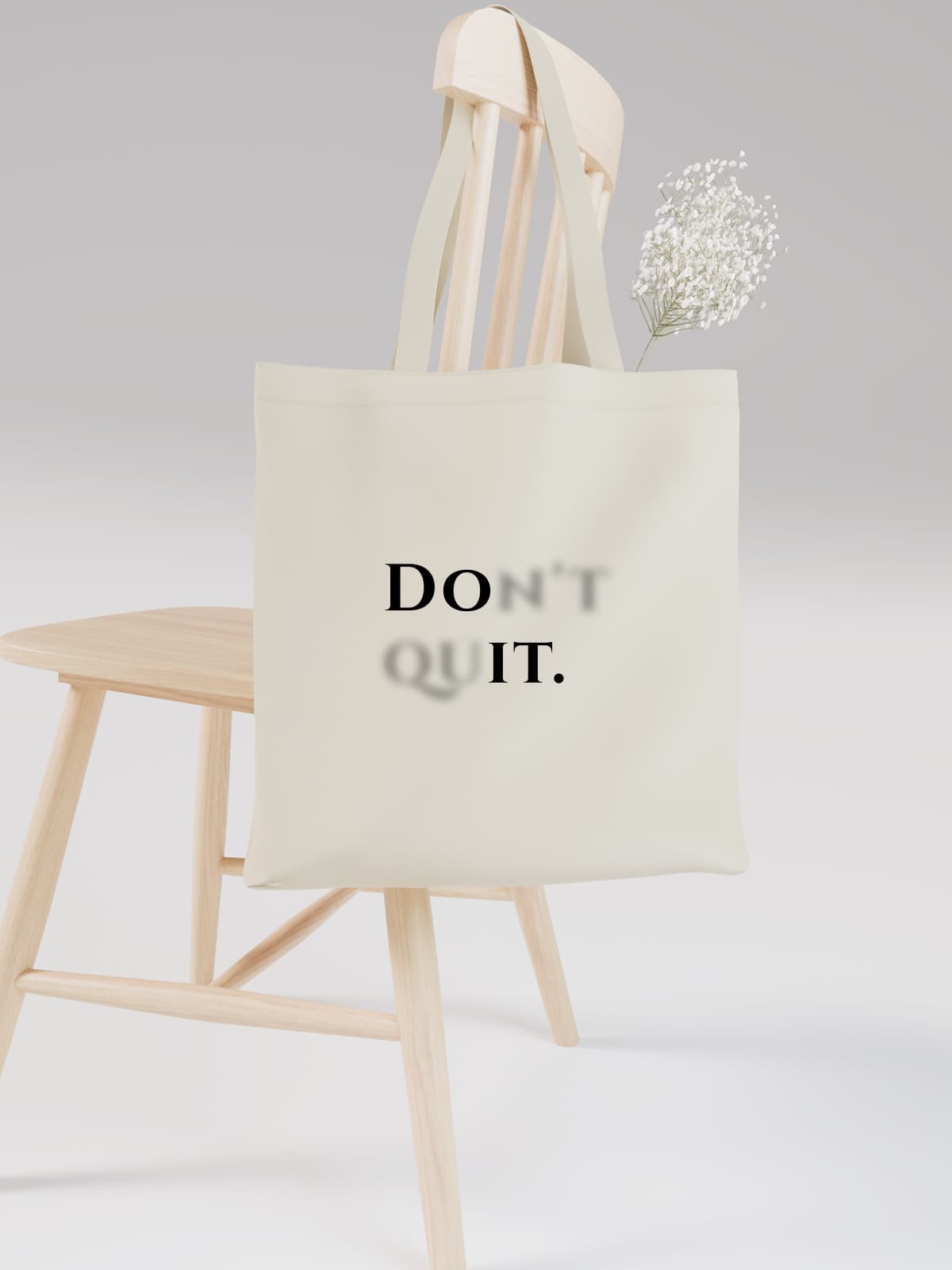 Motivational Don't Quit Canvas Tote Bag with Clever Typography - Canvas Carry Tote Bag (Angle 2) | ttoo art