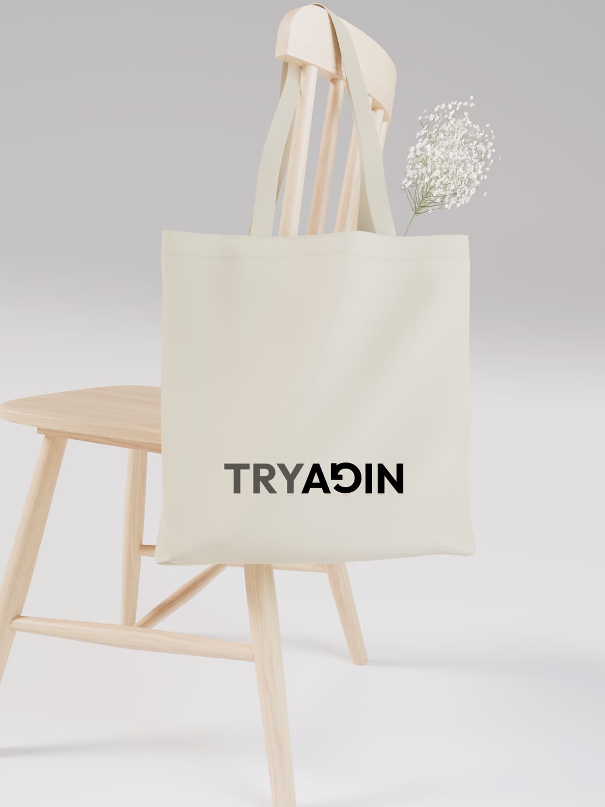 Clever TRY AGAIN Wordplay Canvas Tote Bag - Canvas Carry Tote Bag (Angle 2) | ttoo art