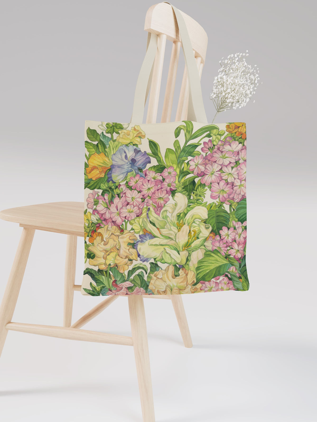 Vibrant Floral Canvas Tote Bag, Colorful Flower Print Shoulder Bag for Daily Use - Canvas Carry Tote Bag (Angle 2) | ttoo art
