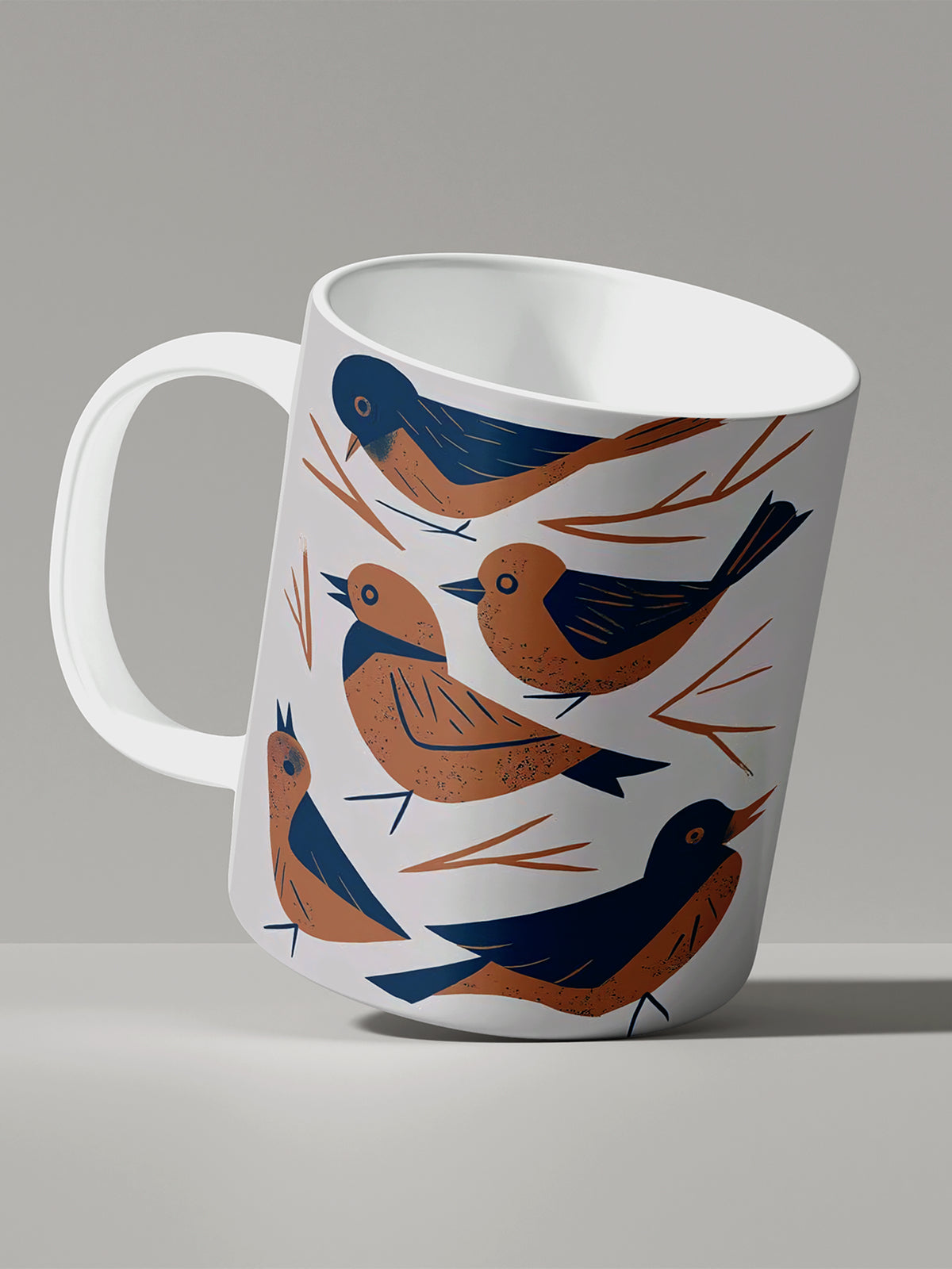 Retro Bird Print Ceramic Mug - Framed Canvas Art Print (Angle 2) | ttoo art
