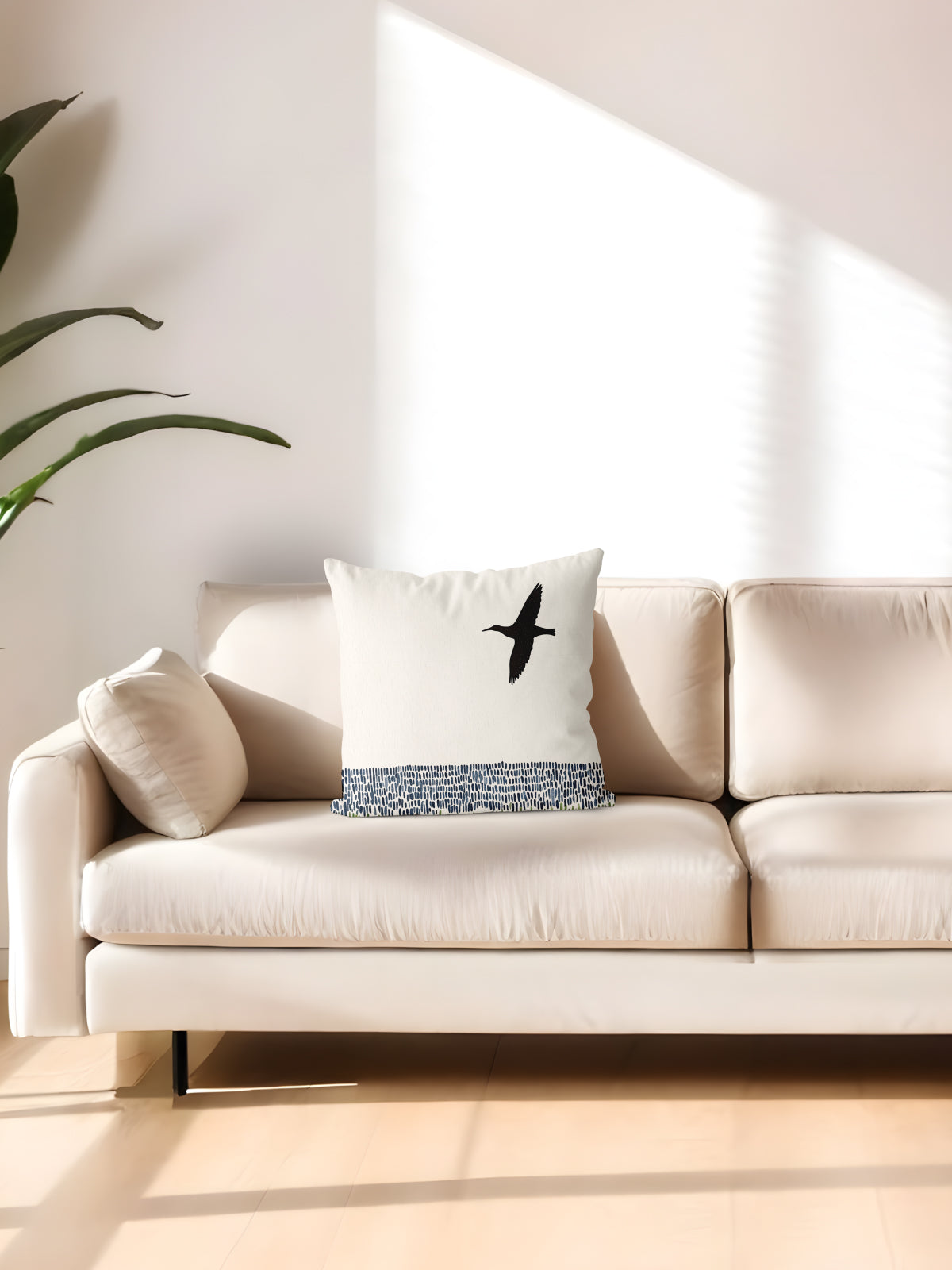 Flying Bird Silhouette Throw Pillow, Nature - Inspired Home Decor - Decorative Throw Pillow (Angle 2) | ttoo art