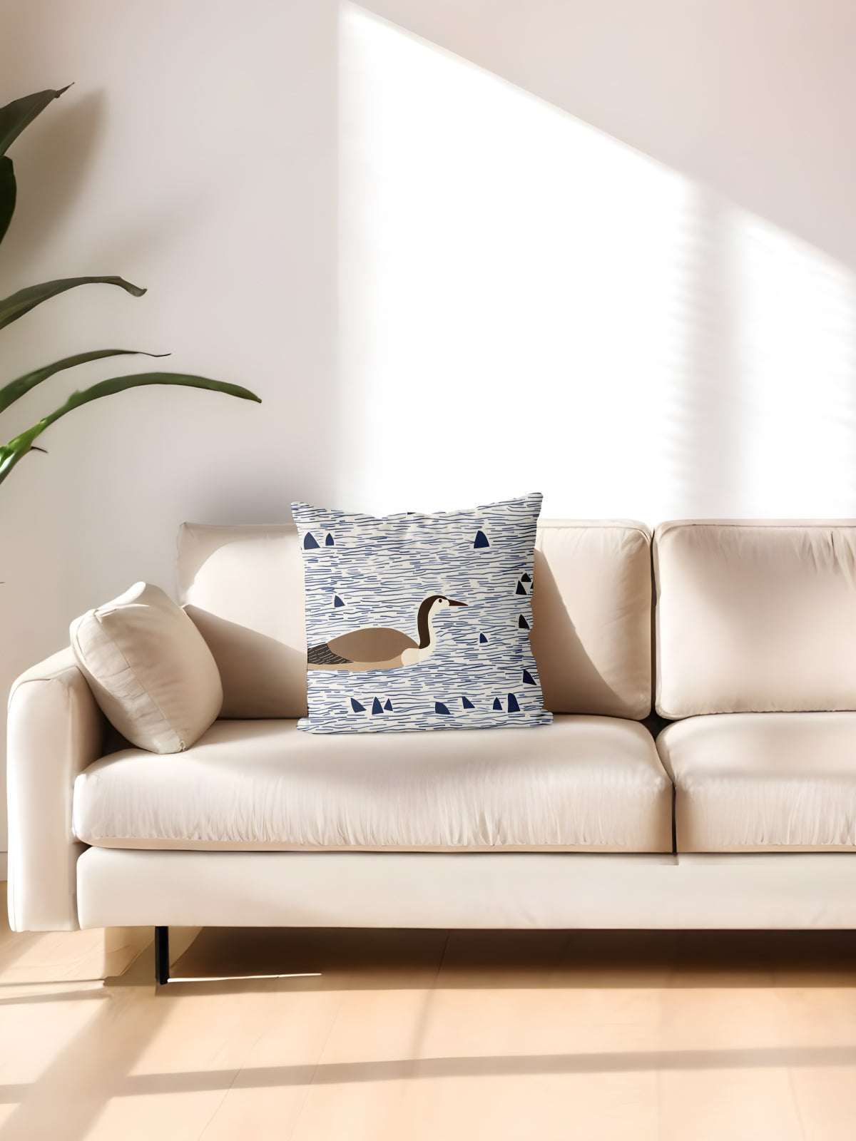 Goose in Water Throw Pillow, Nature - Inspired Home Decor - Decorative Throw Pillow (Angle 2) | ttoo art