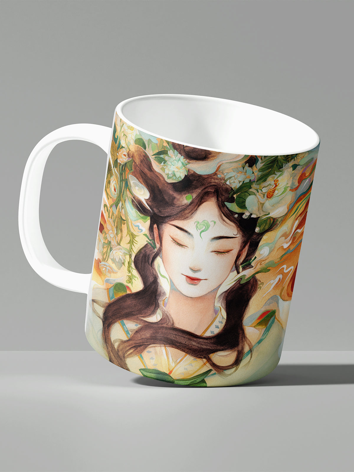 Chinese Style Goddess Ceramic Mug, Artistic Coffee Mug for Home - Framed Canvas Art Print (Angle 2) | ttoo art