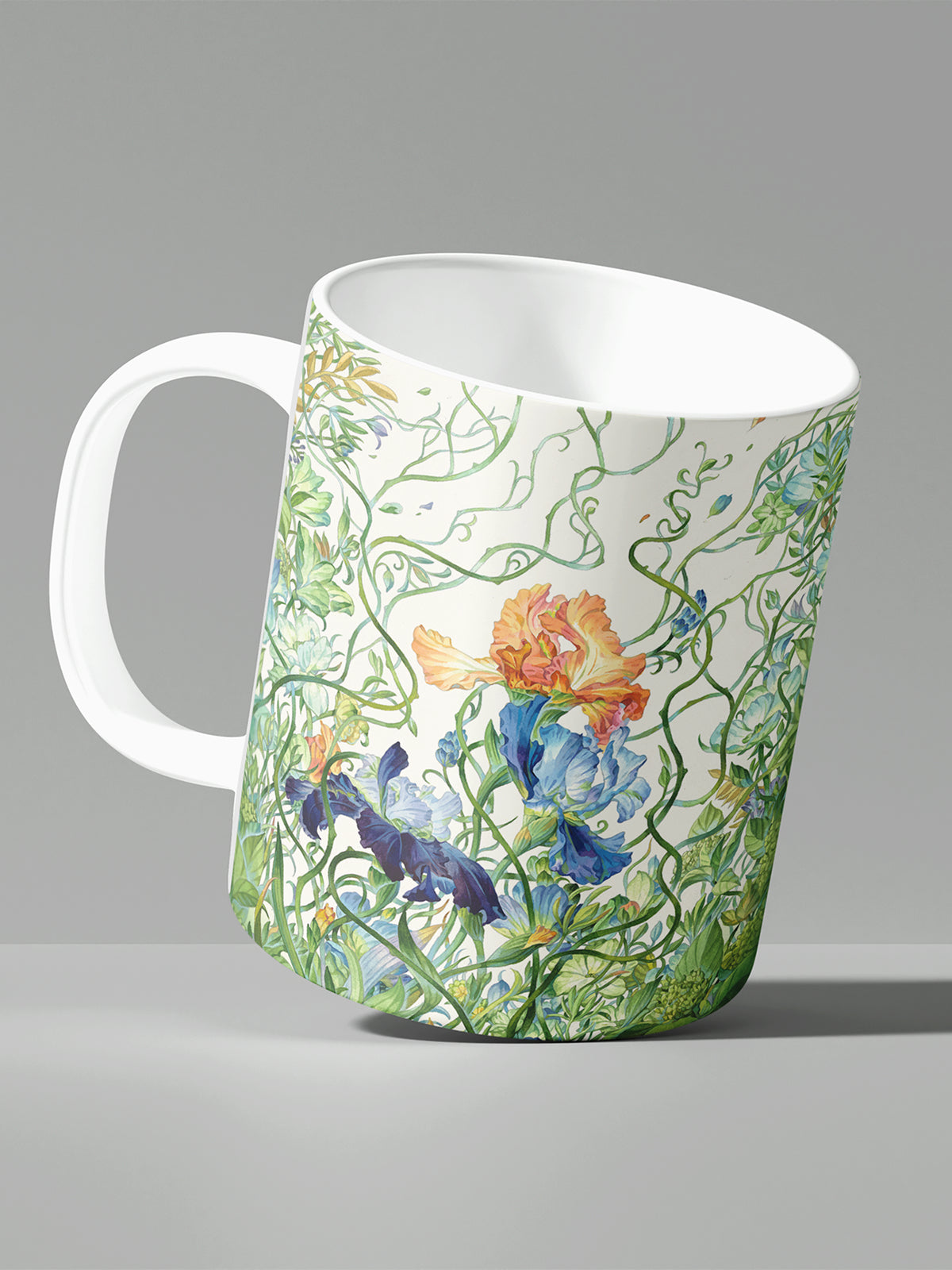 Floral Coffee Mug, Watercolor Iris Ceramic Mug for Home - Ceramic Art Coffee Mug (Angle 2) | ttoo art