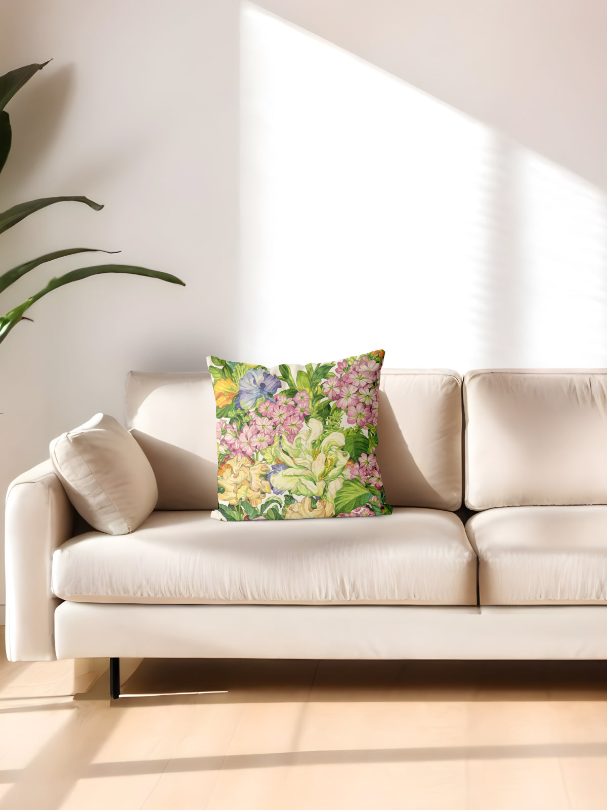 Watercolor Floral Throw Pillow - Decorative Throw Pillow (Angle 2) | ttoo art