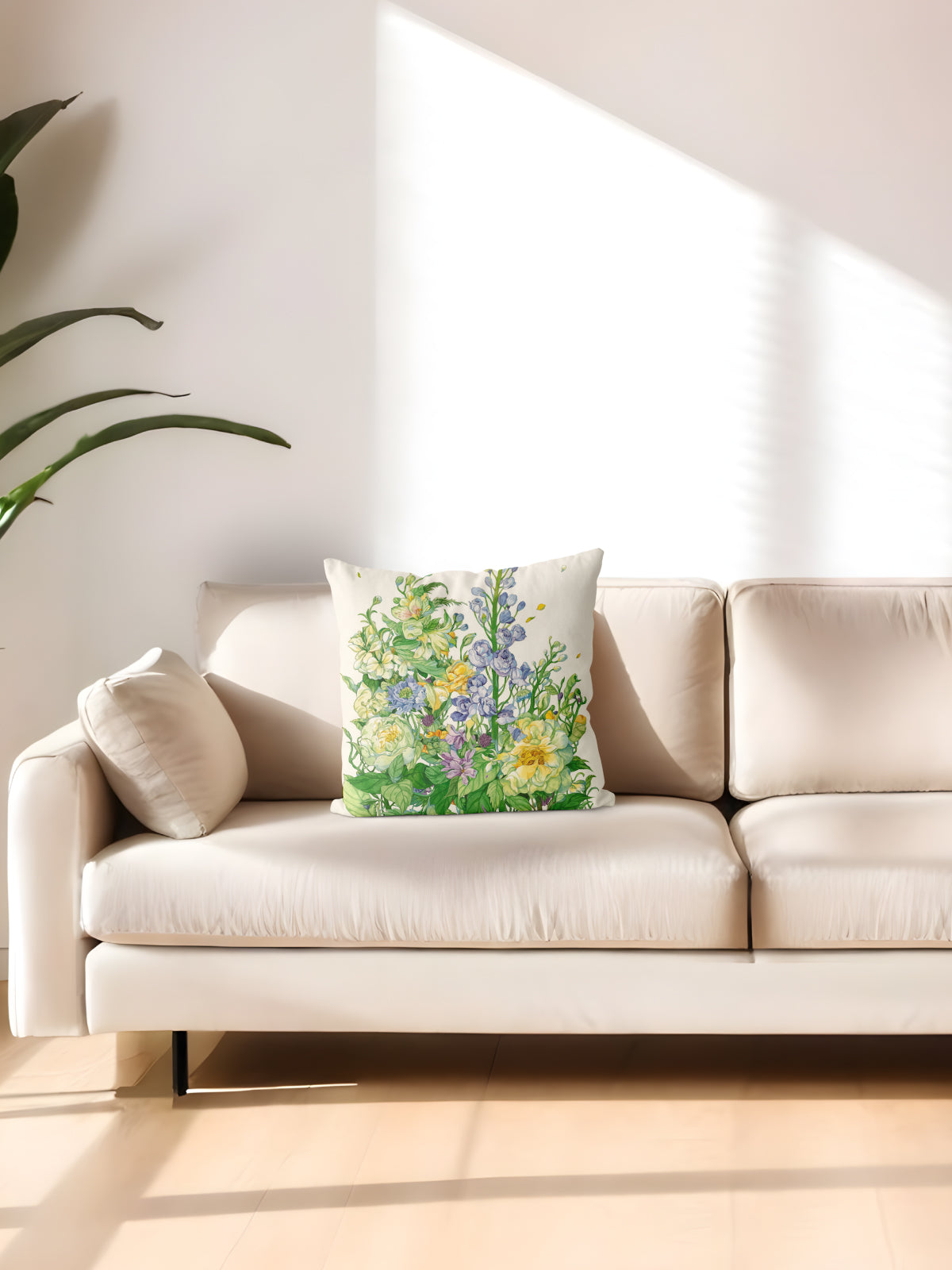 Floral Throw Pillow, Watercolor Flower Cushion for Home Decor - Decorative Throw Pillow (Angle 2) | ttoo art