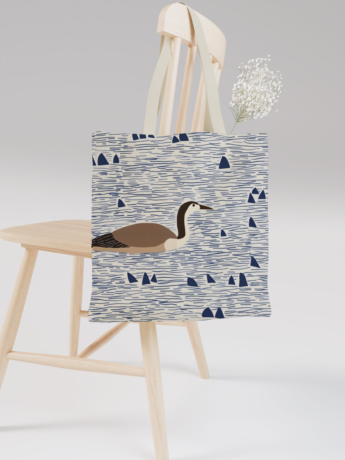 Goose in Water Tote Bag, Nature - Inspired Canvas Tote - Canvas Carry Tote Bag (Angle 2) | ttoo art