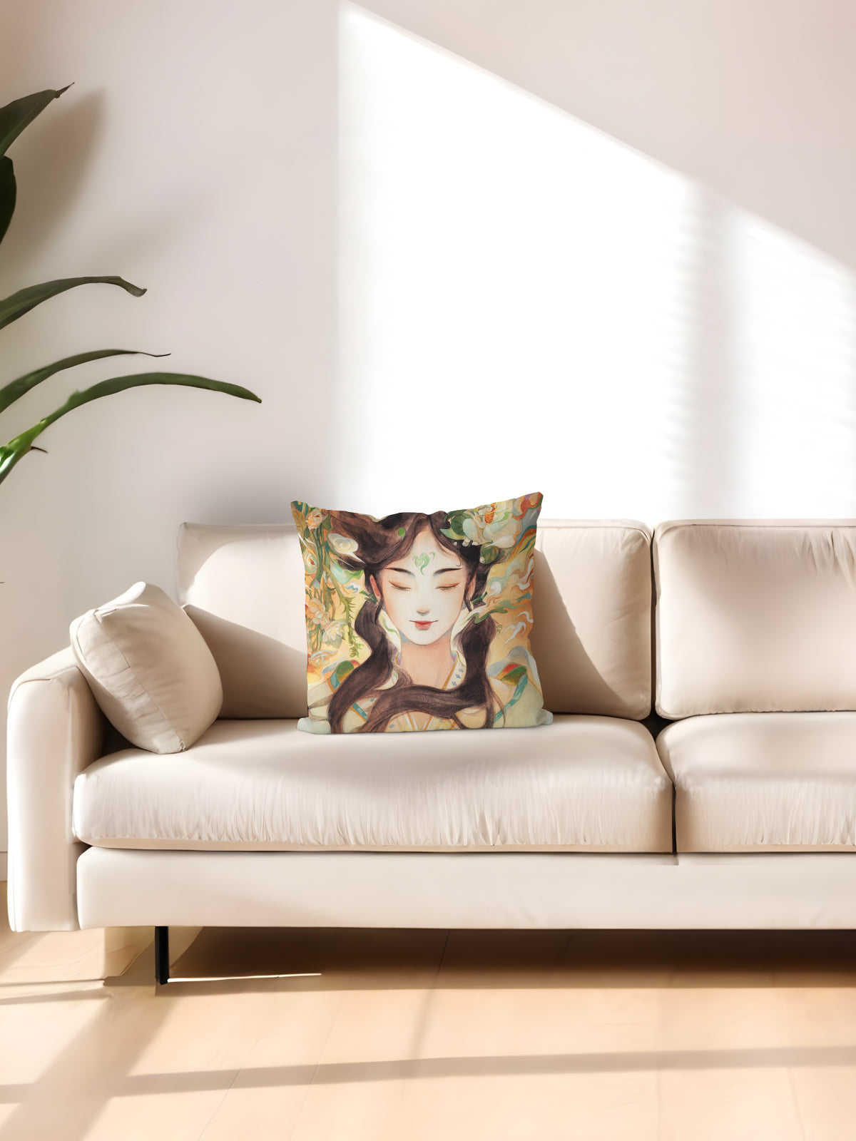 Raditional Chinese Style Figure Throw Pillow - Decorative Throw Pillow (Angle 2) | ttoo art