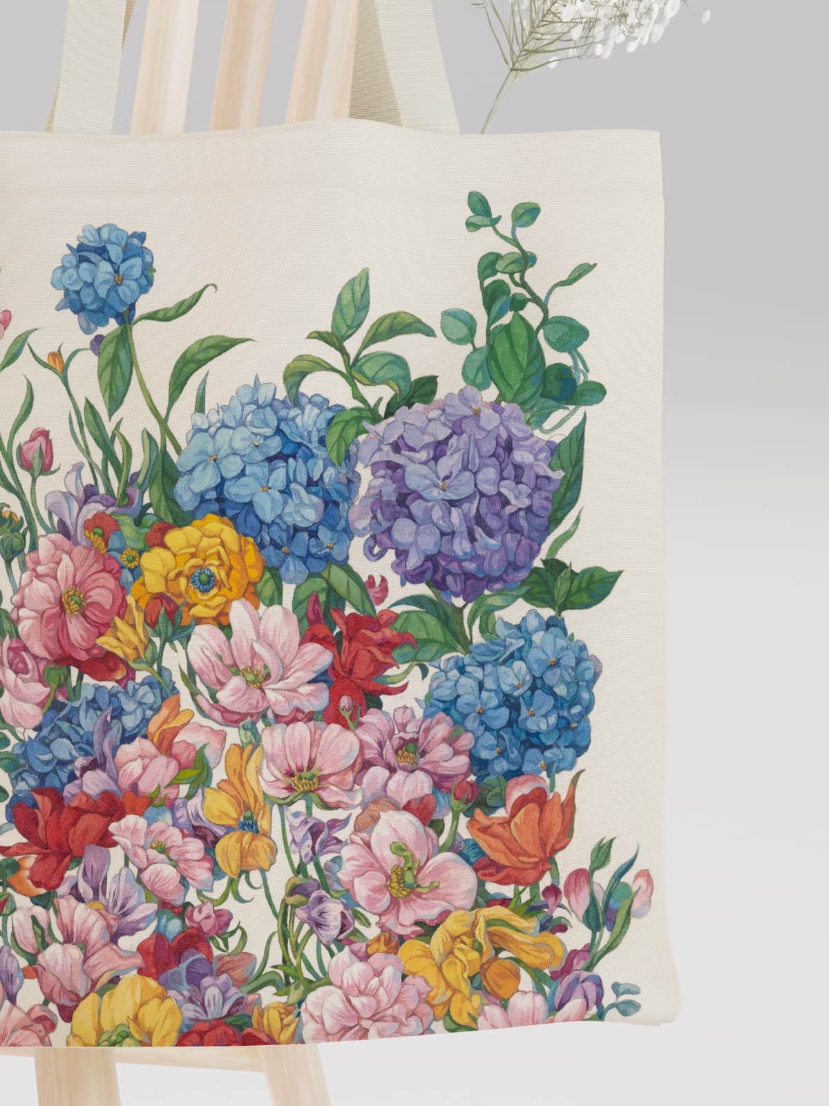 Floral Print Canvas Tote Bag, Vibrant Hydrangea Flower Shoulder Bag for Daily Use - Canvas Carry Tote Bag (Angle 3) | ttoo art