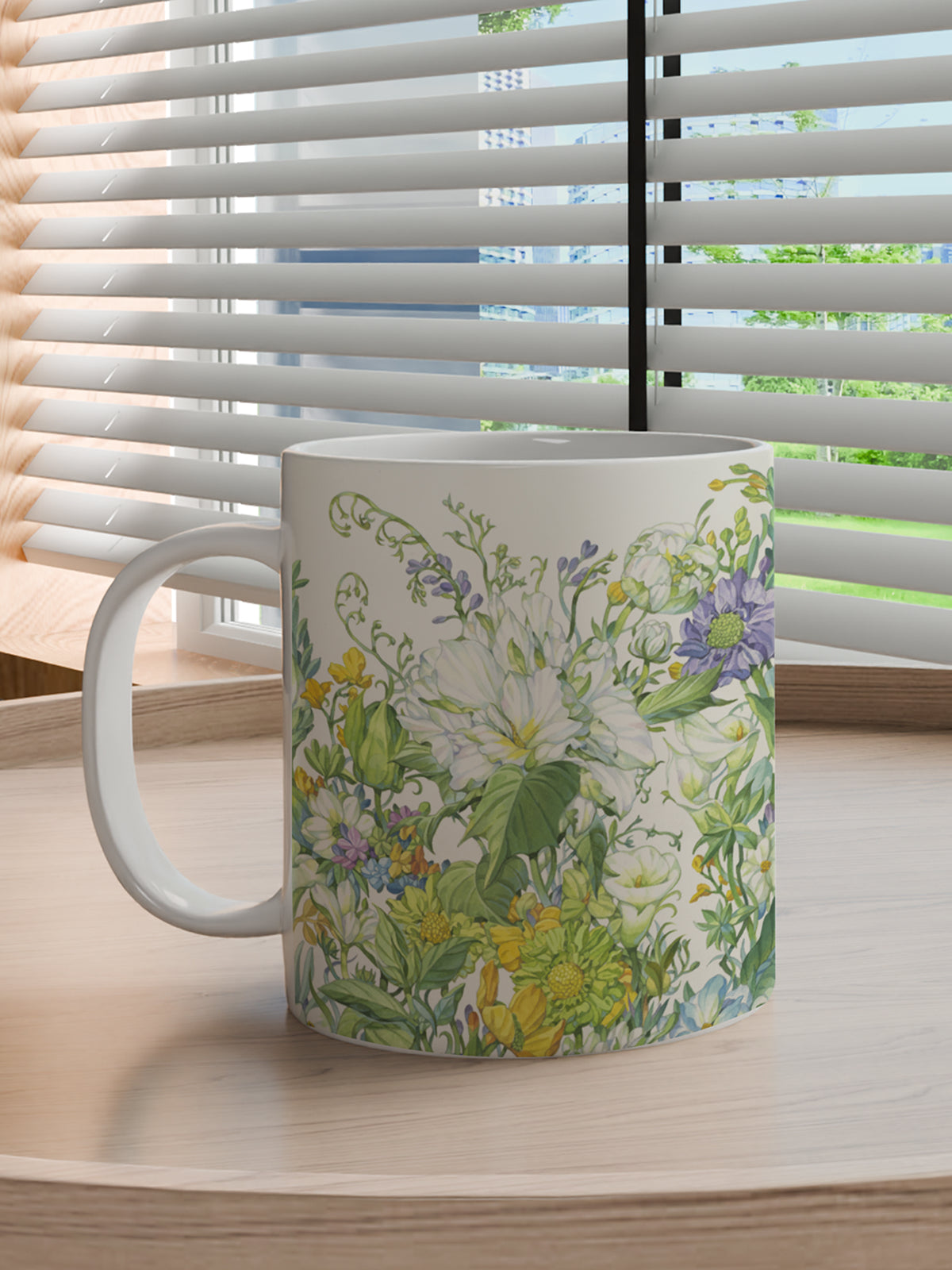 Floral Coffee Mug, Watercolor Flower Ceramic Mug for Home - Ceramic Art Coffee Mug (Angle 3) | ttoo art