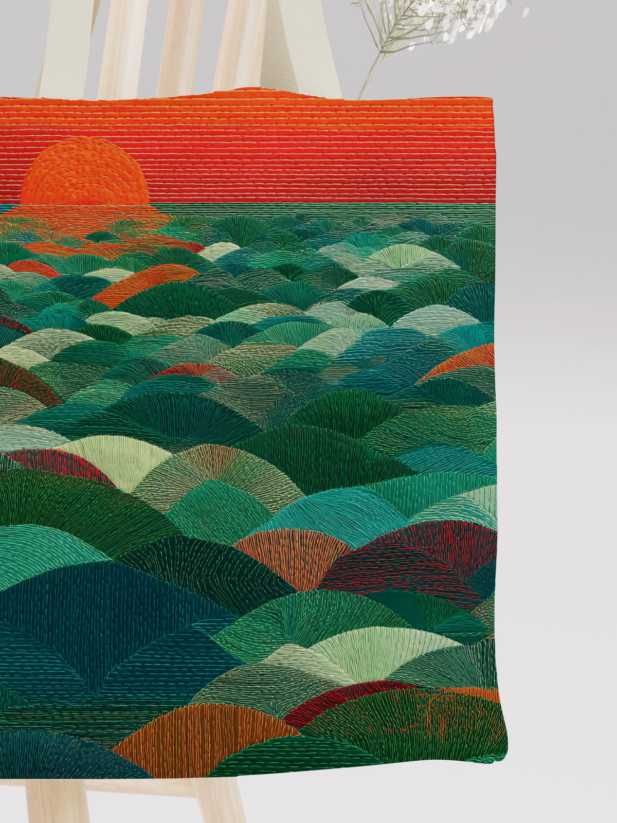 Sunset Over Waves Tote Bag, Ocean - Inspired Canvas Tote - Canvas Carry Tote Bag (Angle 3) | ttoo art