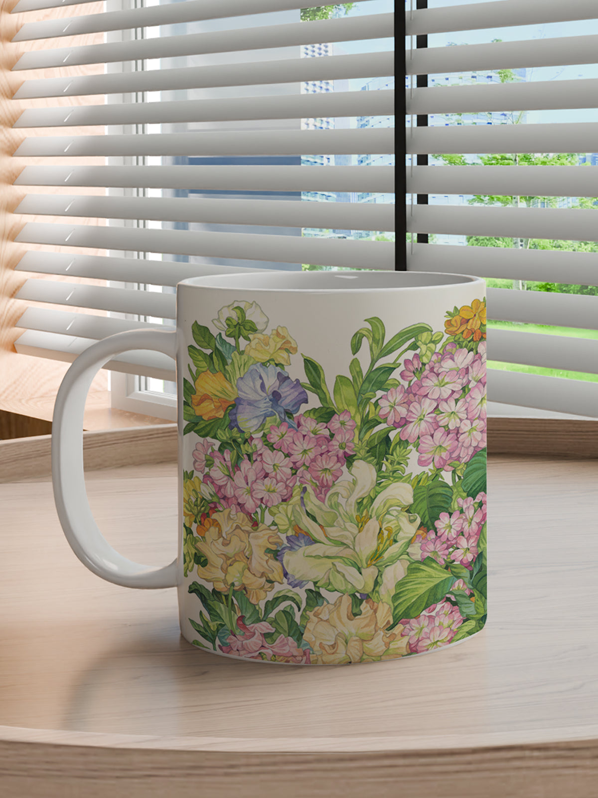 Floral Coffee Mug, Watercolor Flower Ceramic Mug for Home - Ceramic Art Coffee Mug (Angle 3) | ttoo art