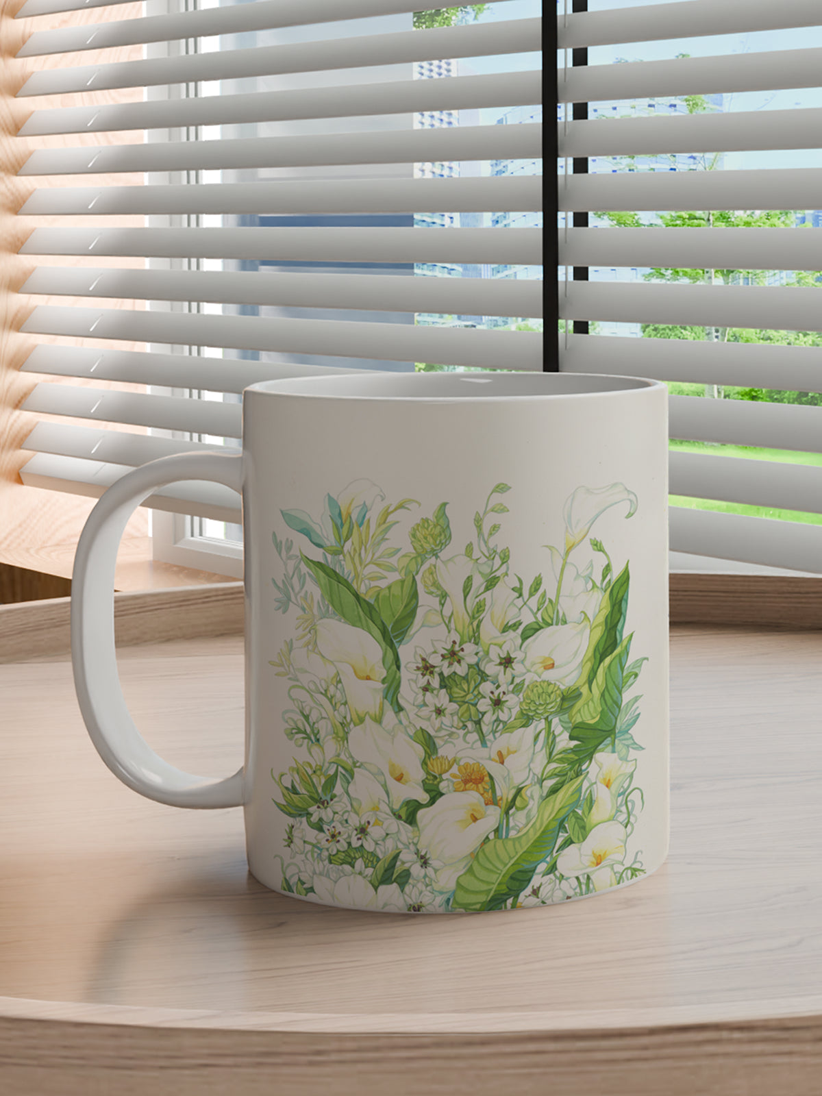 Floral Coffee Mug, Watercolor Lily Ceramic Mug for Home - Ceramic Art Coffee Mug (Angle 3) | ttoo art