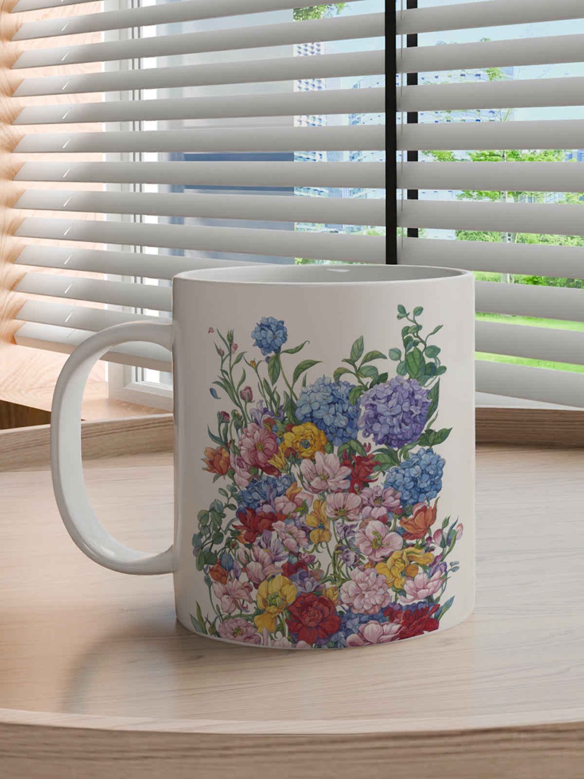 Floral Coffee Mug, Watercolor Flower Ceramic Mug for Home - Ceramic Art Coffee Mug (Angle 3) | ttoo art