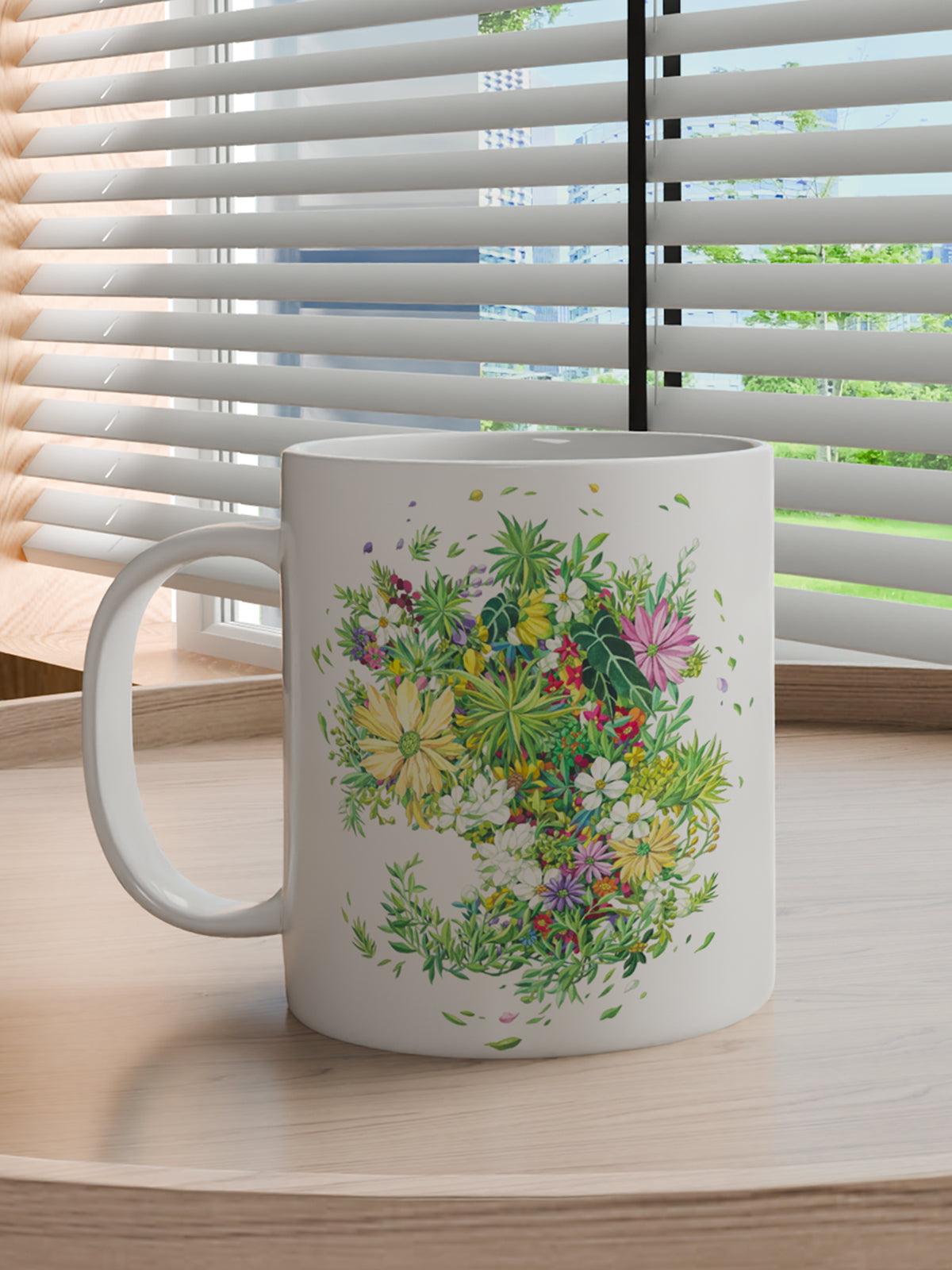 Floral Coffee Mug, Watercolor Flower Ceramic Mug for Home - Ceramic Art Coffee Mug (Angle 3) | ttoo art