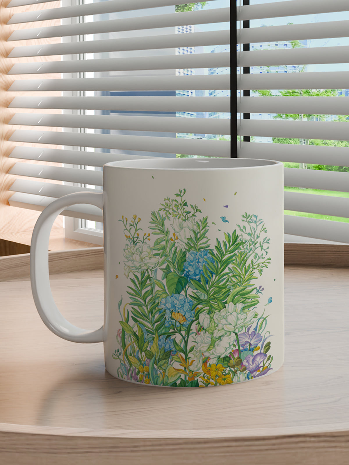 Floral Coffee Mug, Watercolor Flower Ceramic Mug for Home - Ceramic Art Coffee Mug (Angle 3) | ttoo art