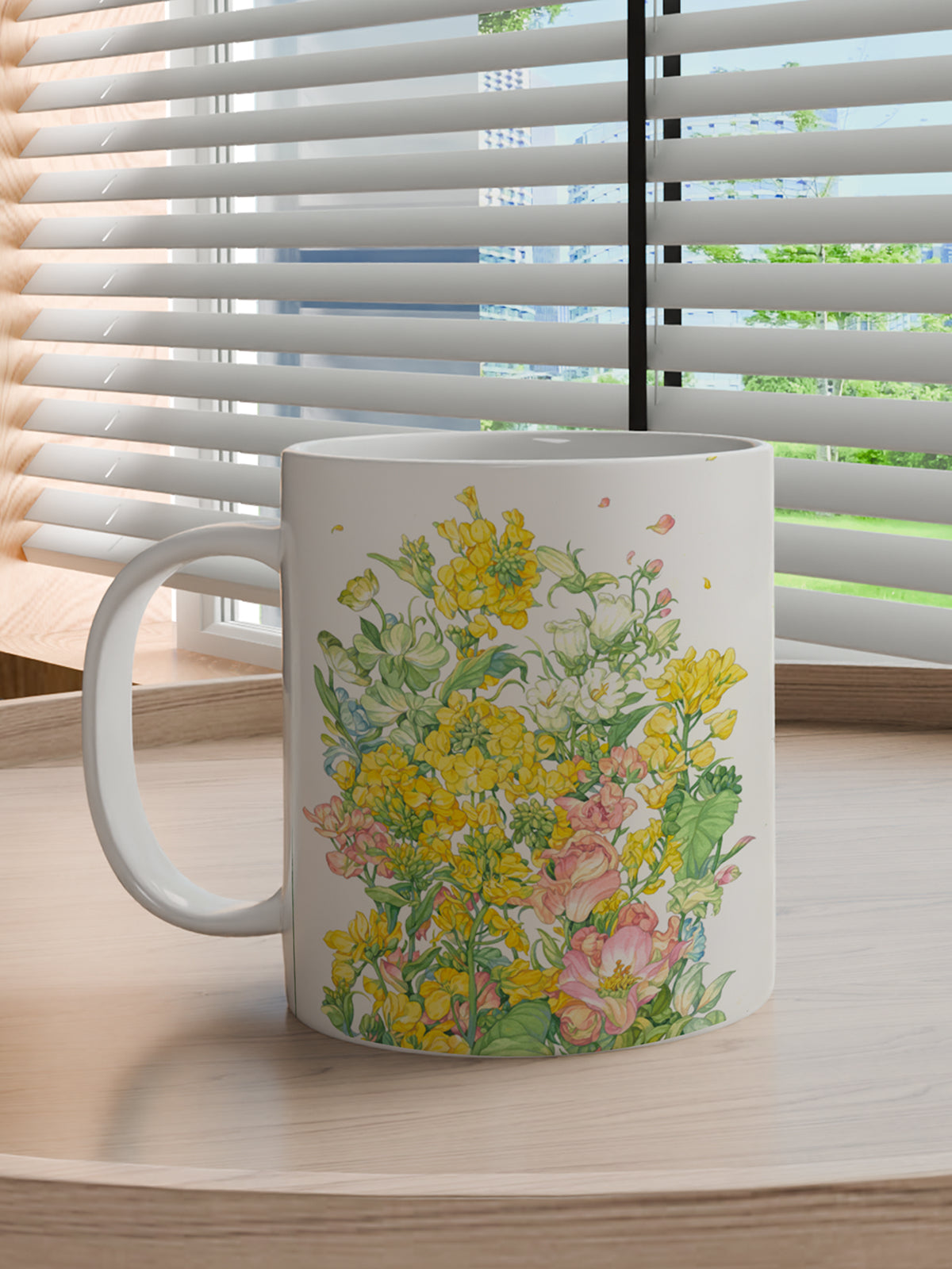 Floral Coffee Mug, Watercolor Flower Ceramic Mug for Home - Ceramic Art Coffee Mug (Angle 3) | ttoo art