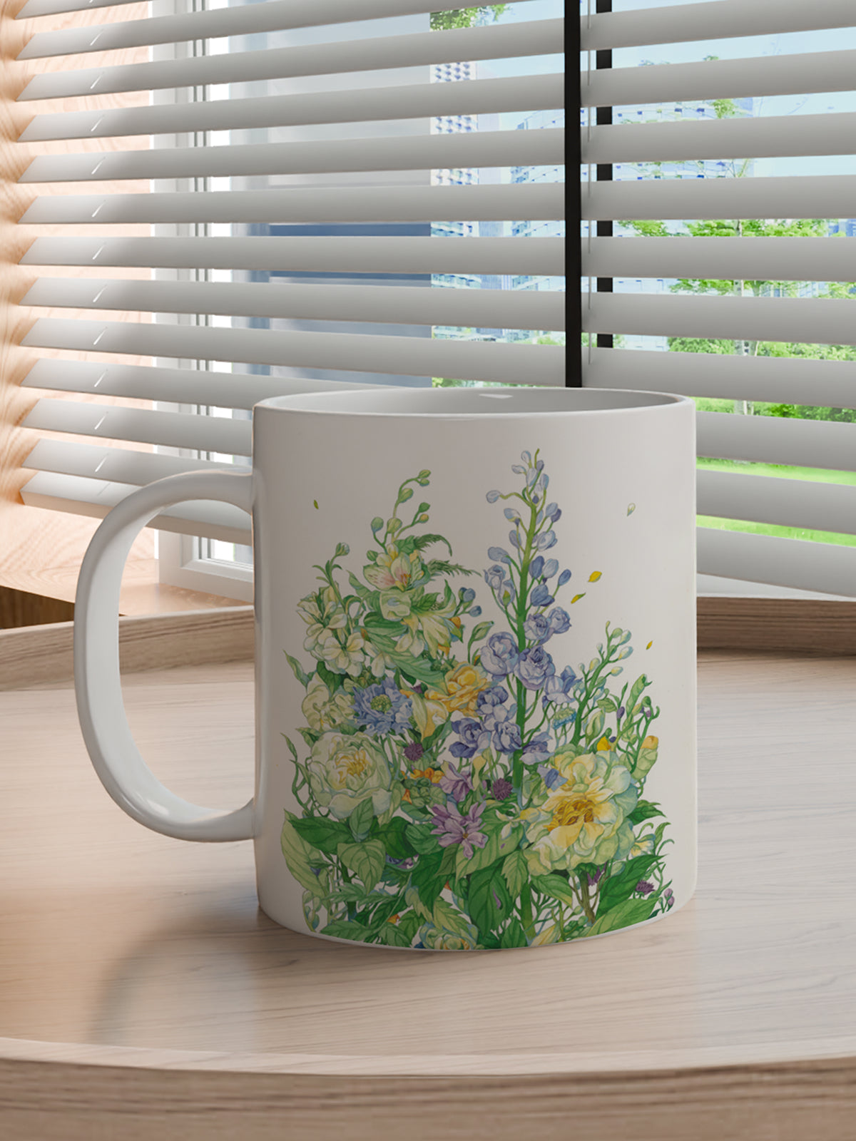 Floral Coffee Mug, Watercolor Flower Ceramic Mug for Home - Ceramic Art Coffee Mug (Angle 3) | ttoo art
