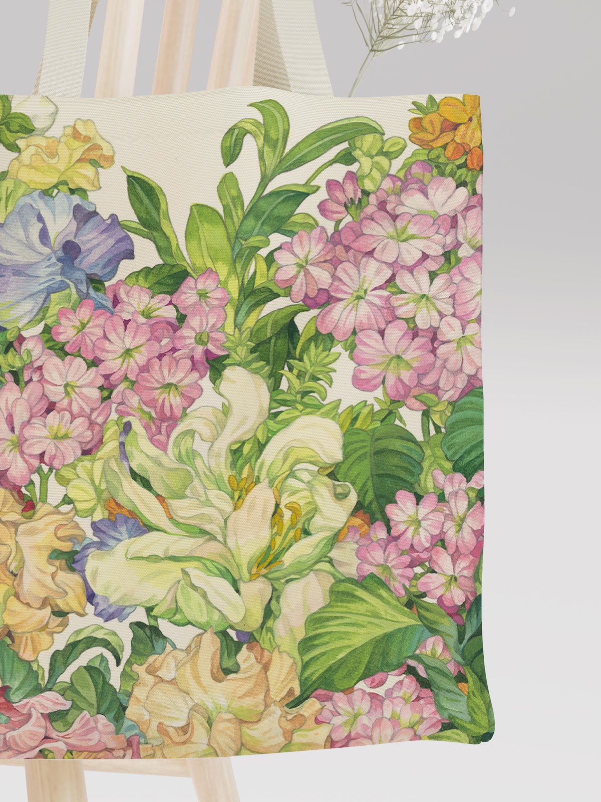 Floral Printed Canvas Bag - Canvas Carry Tote Bag (Angle 3) | ttoo art