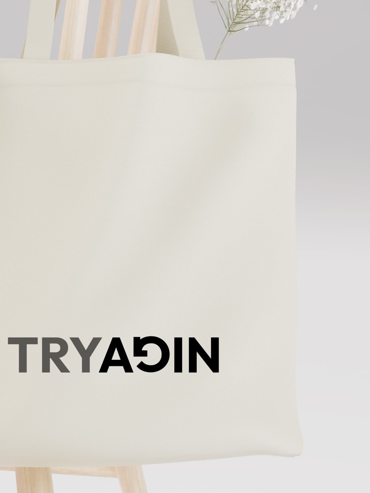 Clever TRY AGAIN Wordplay Canvas Tote Bag - Canvas Carry Tote Bag (Angle 3) | ttoo art