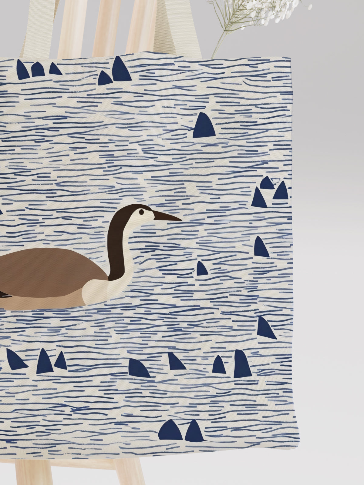 Goose in Water Tote Bag, Nature - Inspired Canvas Tote - Canvas Carry Tote Bag (Angle 3) | ttoo art