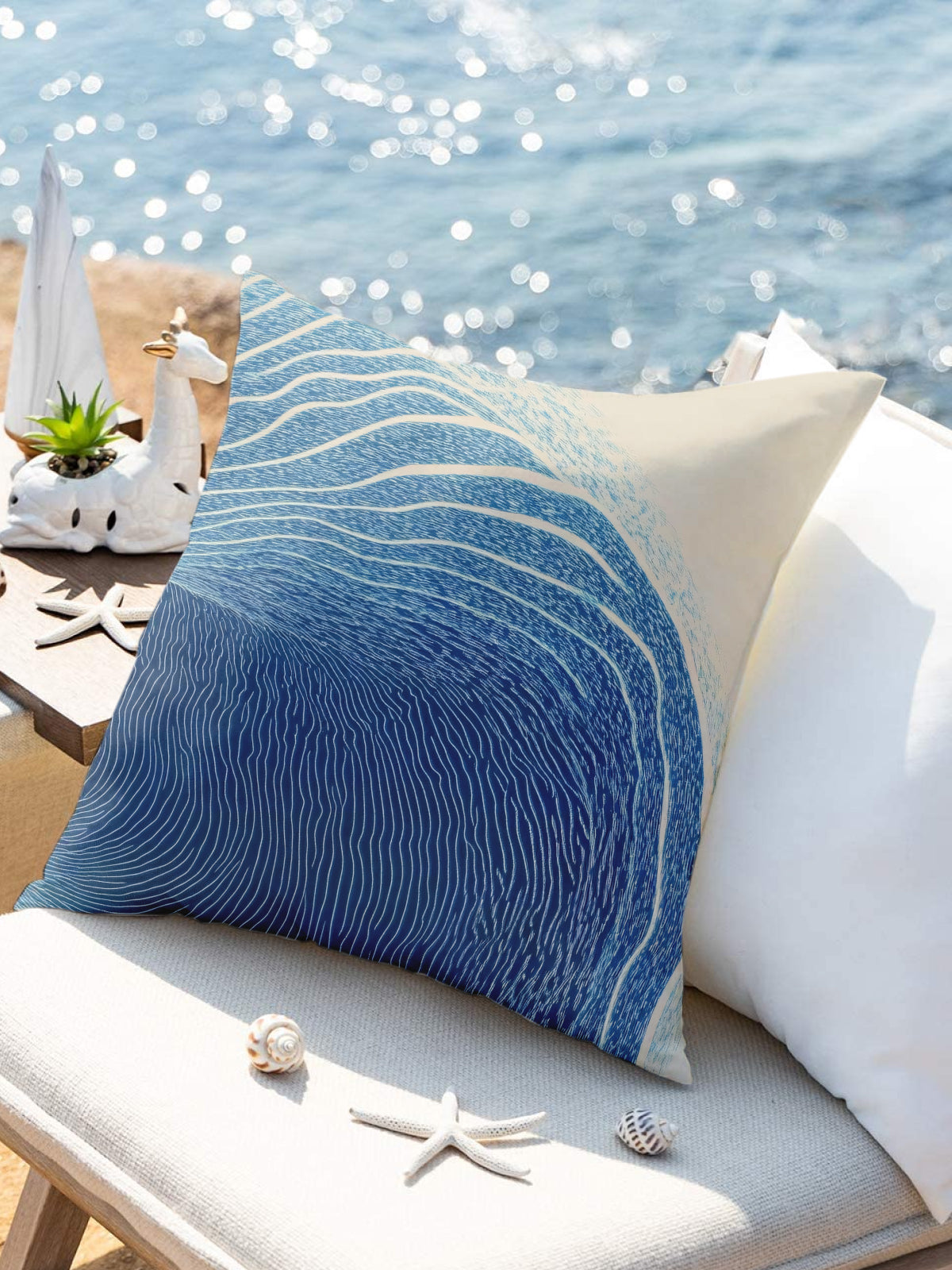 Ocean Wave Throw Pillow, Coastal - Inspired Home Decor - Decorative Throw Pillow (Angle 3) | ttoo art