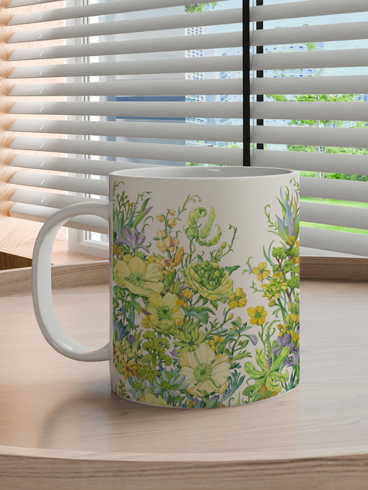Floral Coffee Mug, Watercolor Flower Ceramic Mug for Home - Ceramic Art Coffee Mug (Angle 3) | ttoo art