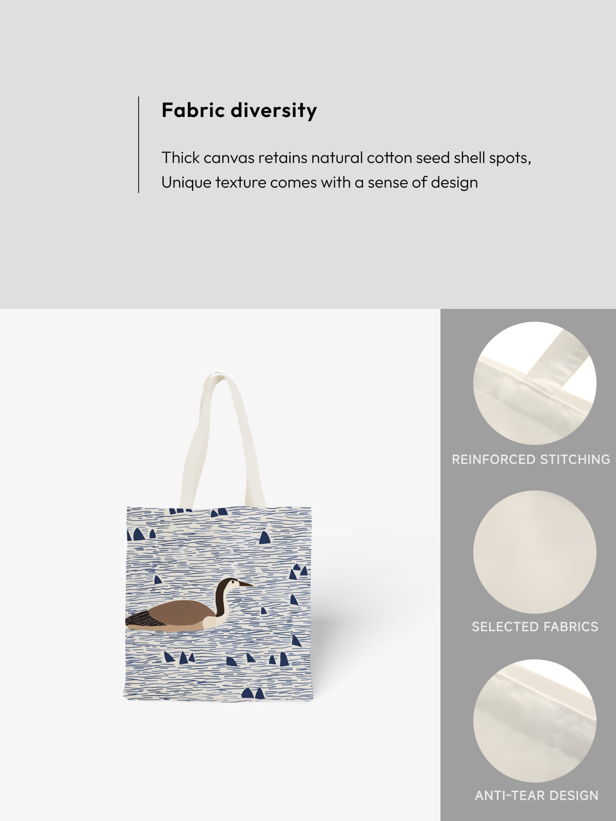 Goose in Water Tote Bag, Nature - Inspired Canvas Tote - Canvas Carry Tote Bag (Angle 5) | ttoo art