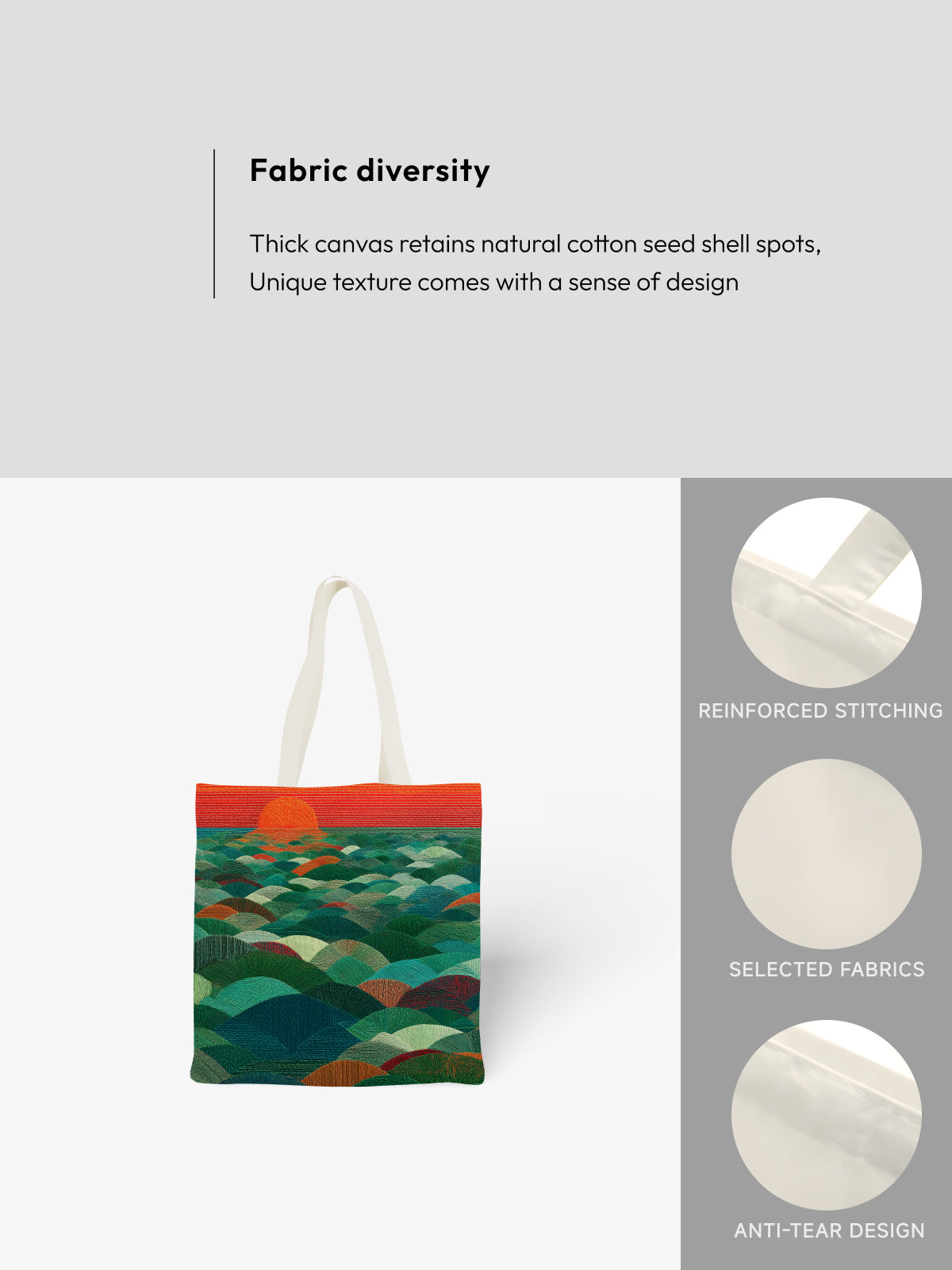 Sunset Over Waves Tote Bag, Ocean - Inspired Canvas Tote - Canvas Carry Tote Bag (Angle 5) | ttoo art