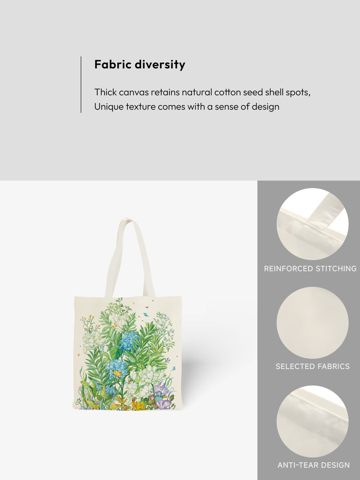 Vibrant Floral Garden Canvas Tote Bag, Colorful Hydrangea & Mixed Flower Print Shoulder Bag for Daily Use - Canvas Carry Tote Bag (Angle 5) | ttoo art