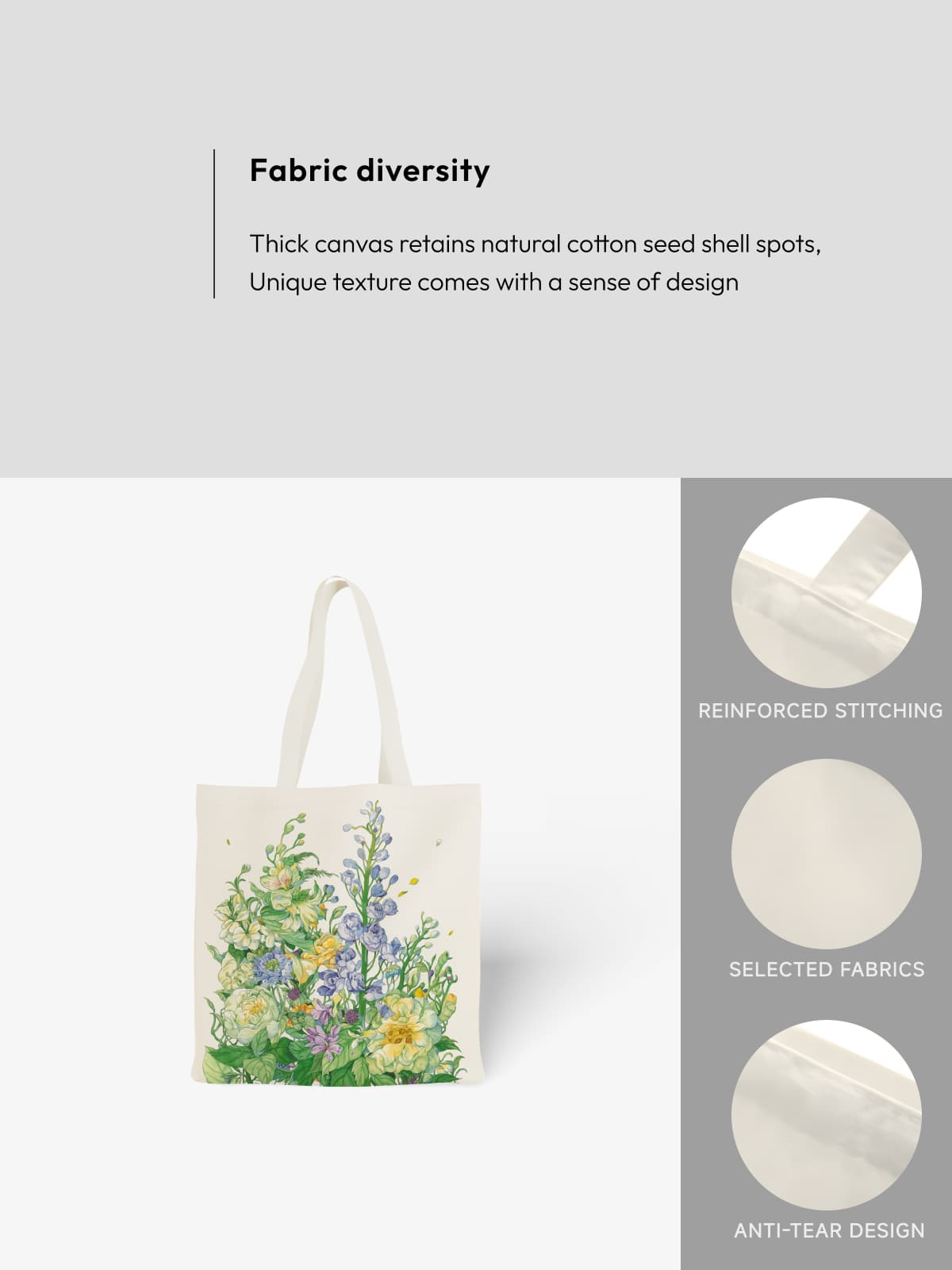 Pastel Floral Bouquet Canvas Tote Bag, Soft - Hued Flower Print Shoulder Bag for Daily Use - Canvas Carry Tote Bag (Angle 5) | ttoo art