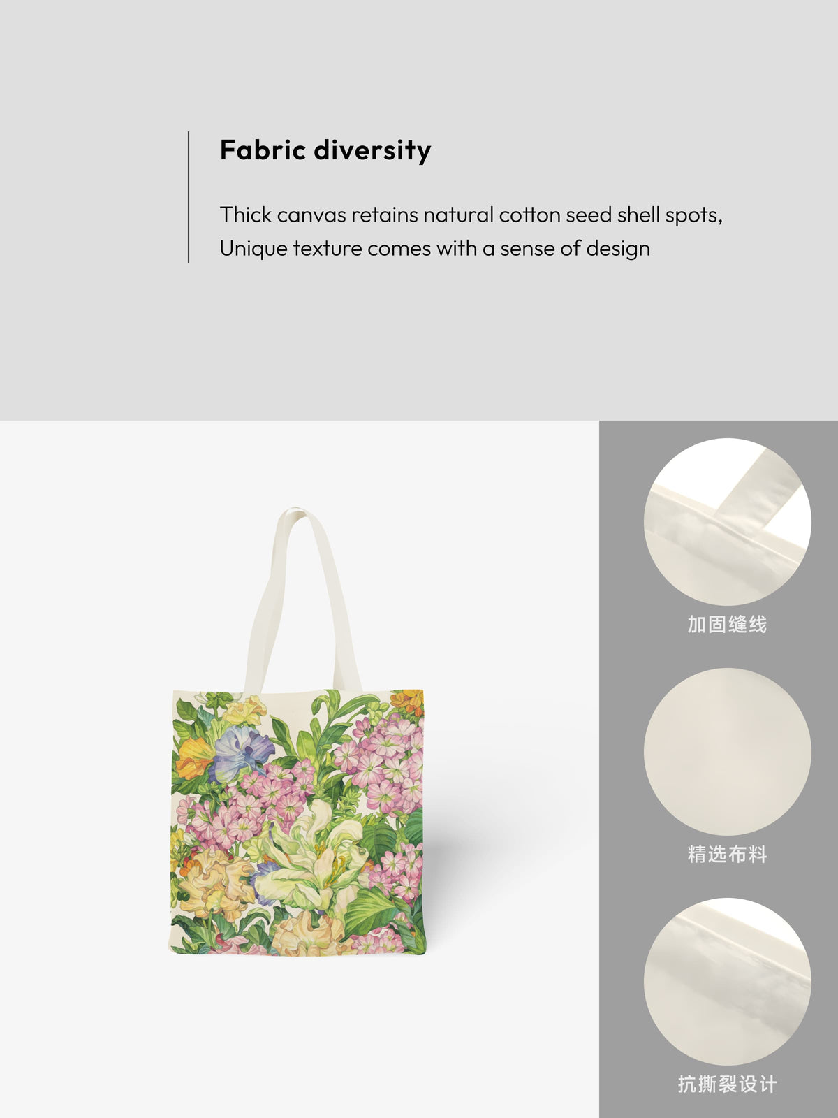 Vibrant Floral Canvas Tote Bag, Colorful Flower Print Shoulder Bag for Daily Use - Canvas Carry Tote Bag (Angle 5) | ttoo art