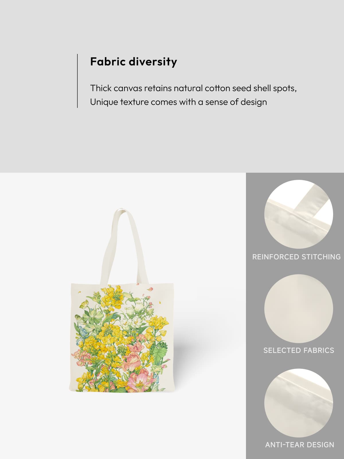 Vibrant Yellow & Pink Floral Canvas Tote Bag, Cheerful Flower Print Shoulder Bag for Daily Use - Canvas Carry Tote Bag (Angle 5) | ttoo art