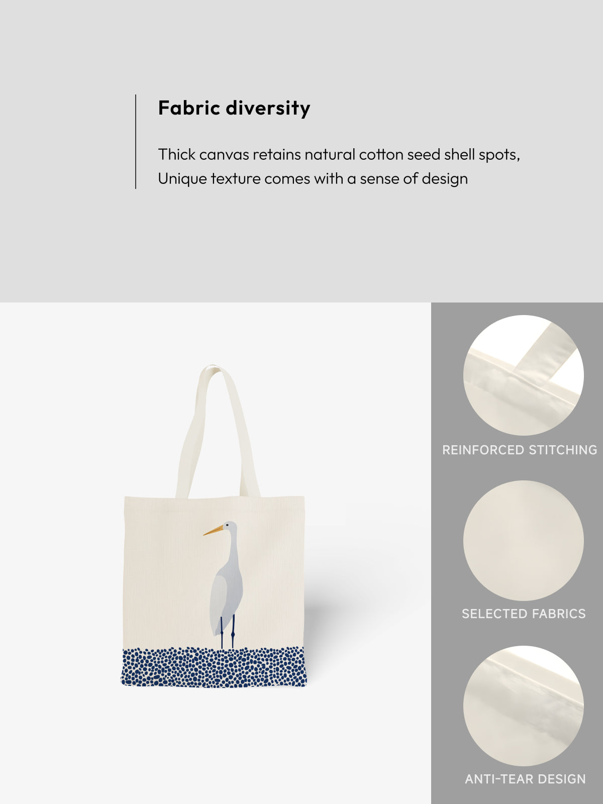 Heron Tote Bag, Minimalist Bird Canvas Tote for Everyday Use - Canvas Carry Tote Bag (Angle 5) | ttoo art